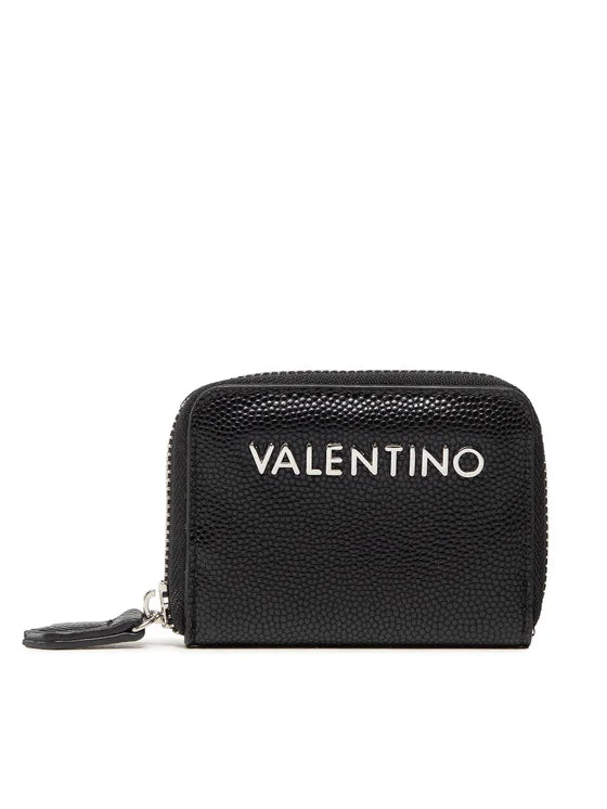 Valentino portamonete compatto con zip e logo frontale