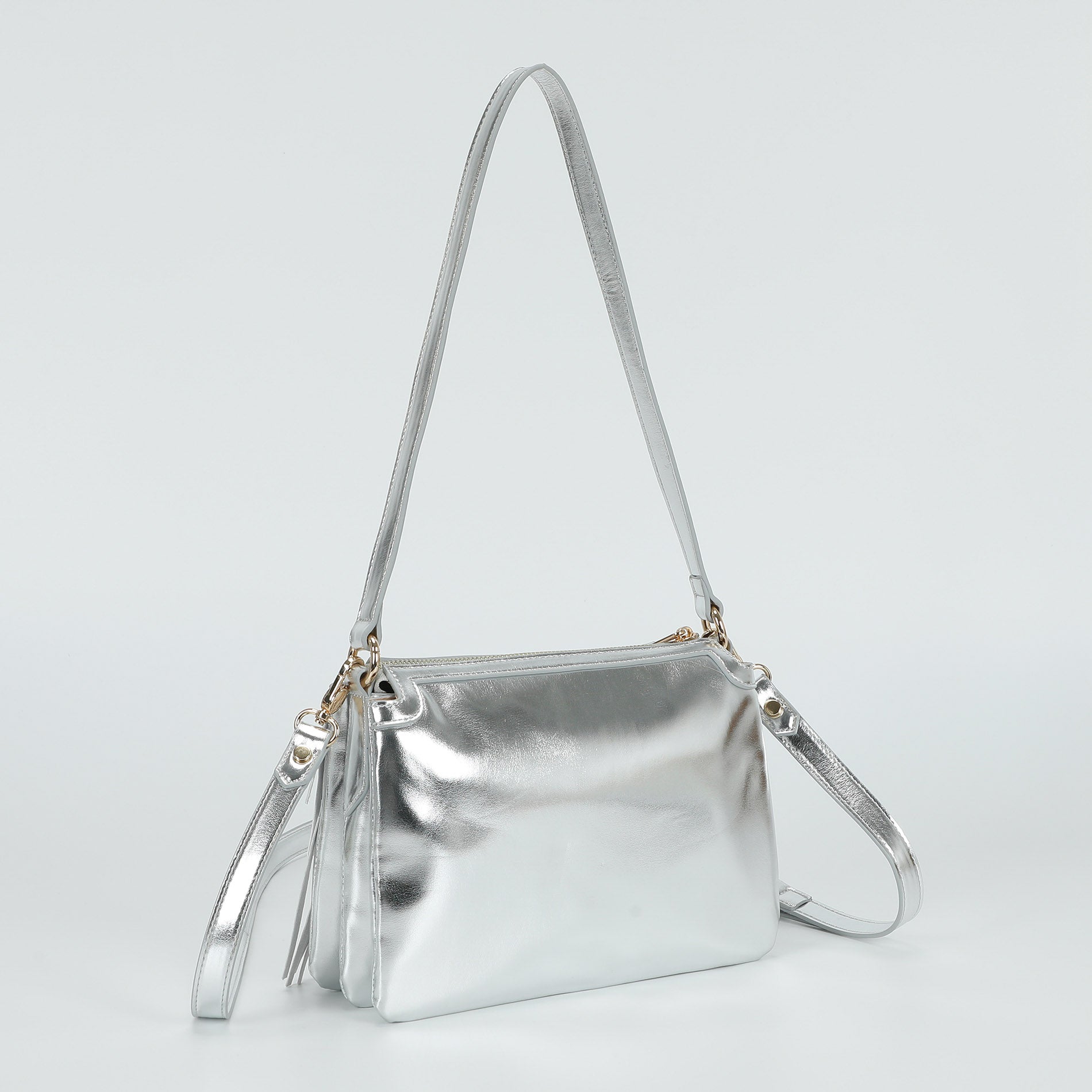 Mimi Mua borsa a tracolla con frange e doppio scomparto Argento TU | Giò Fashion