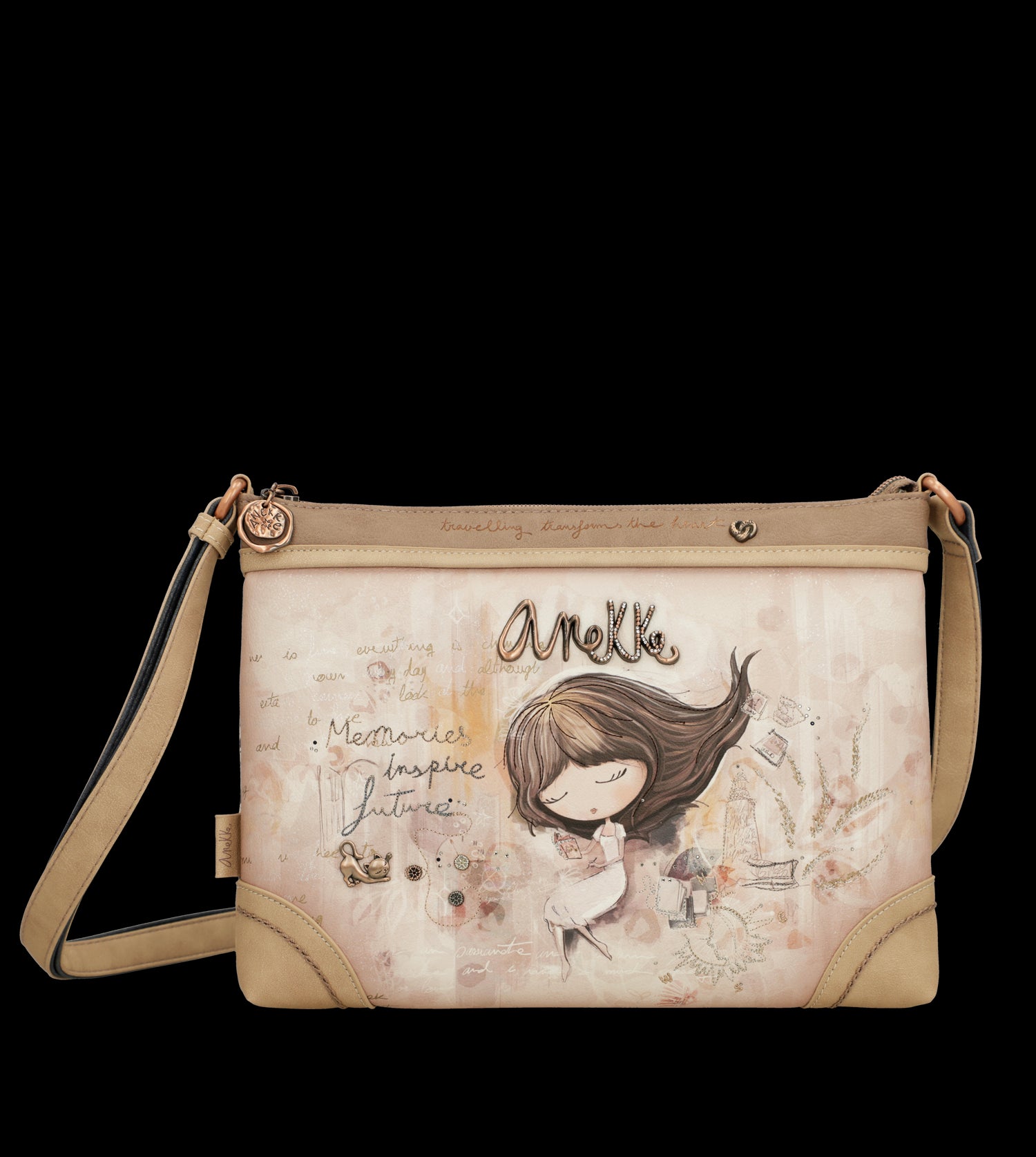Borsa a tracolla Anekke sottile ed elegante con illustrazione esclusiva