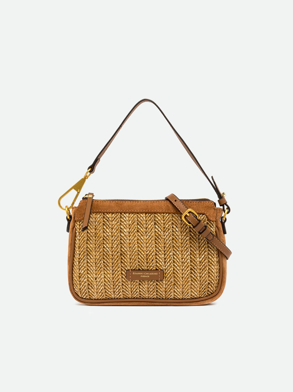 Borsa a spalla Gianni Chiarini compatta con lavorazione intrecciata e doppia portabilità