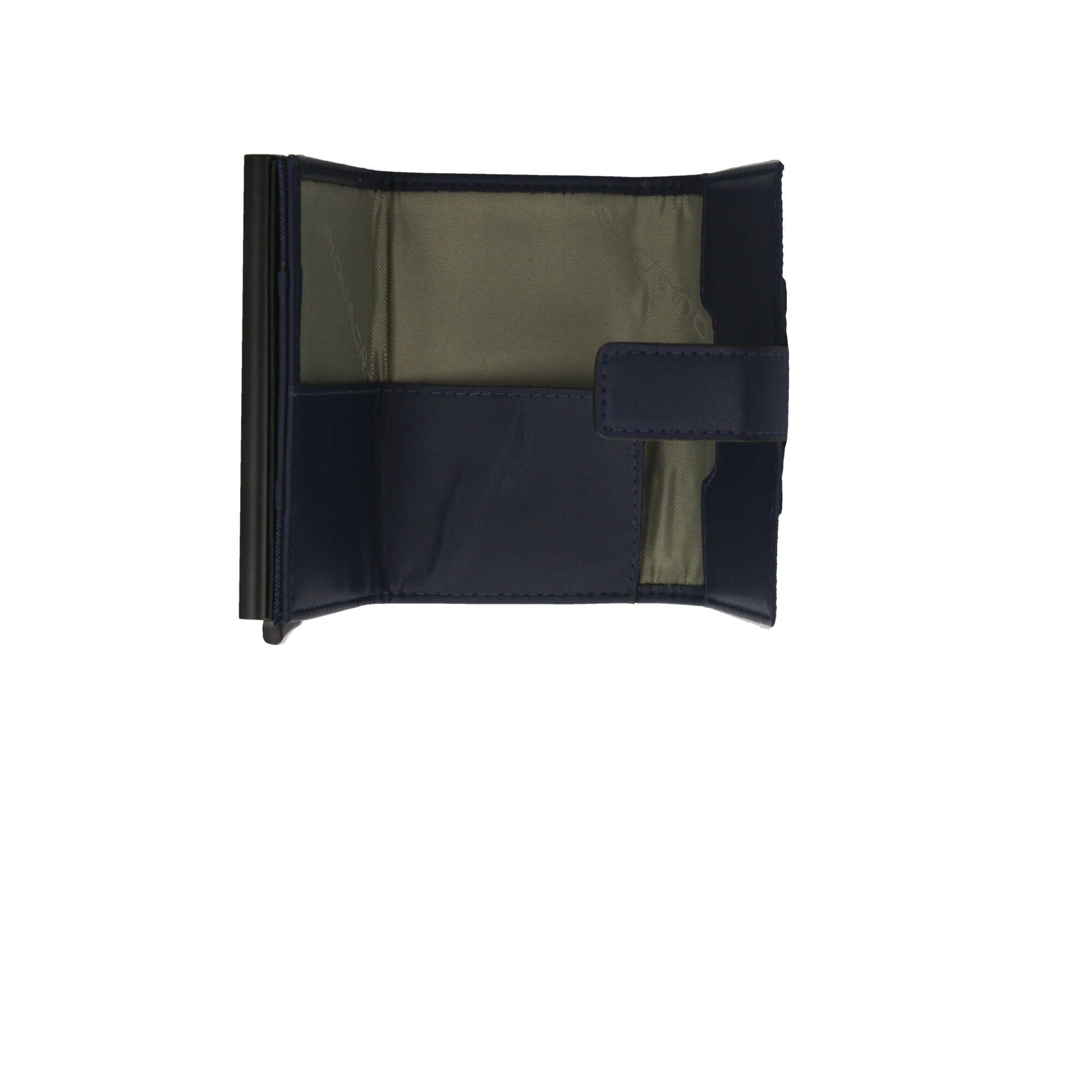 Portafoglio compatto Piquadro in pelle con chiusura a bottone e protezione RFID