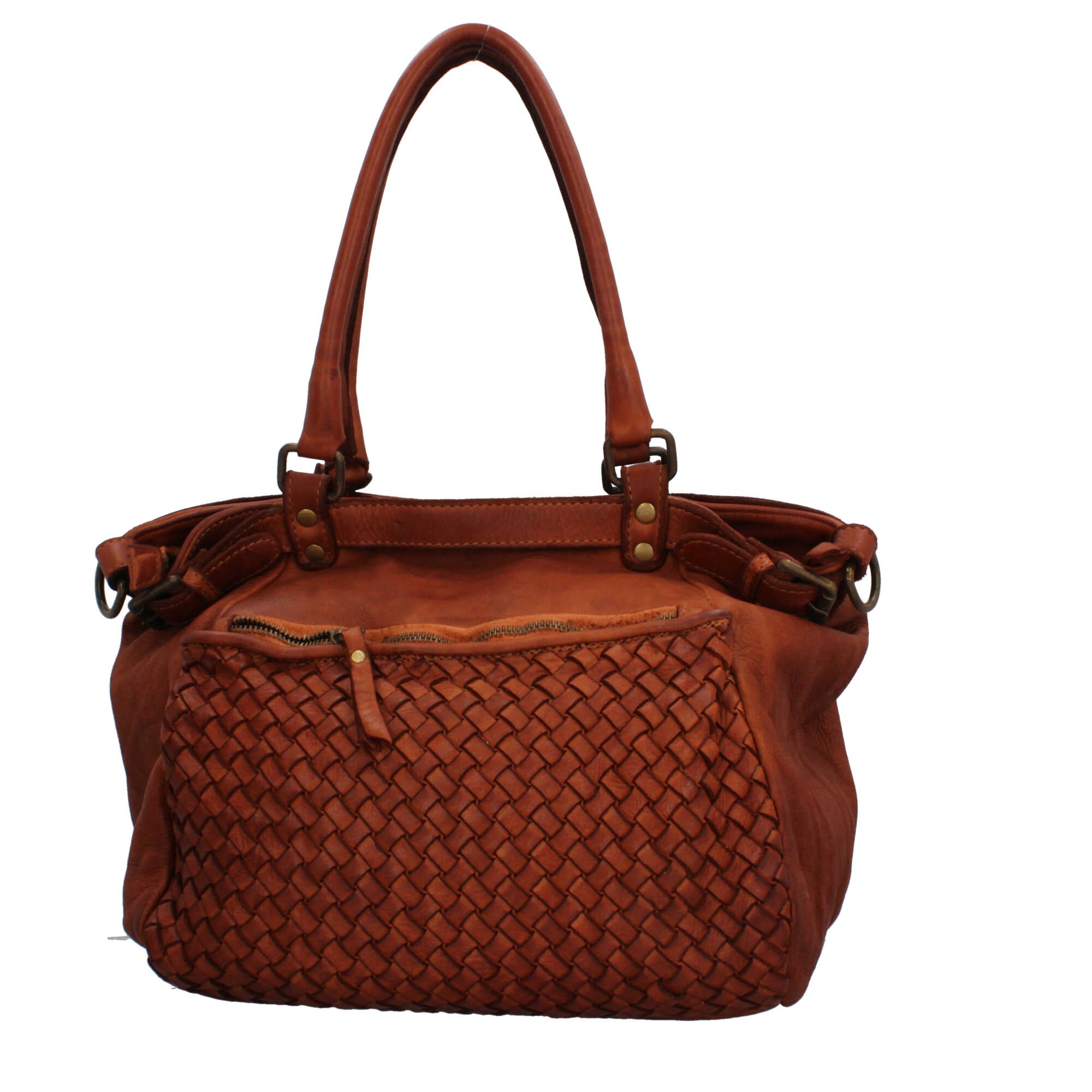 Borsa Made in Italy in pelle intrecciata con tracolla CUOIO TU | Giò Fashion