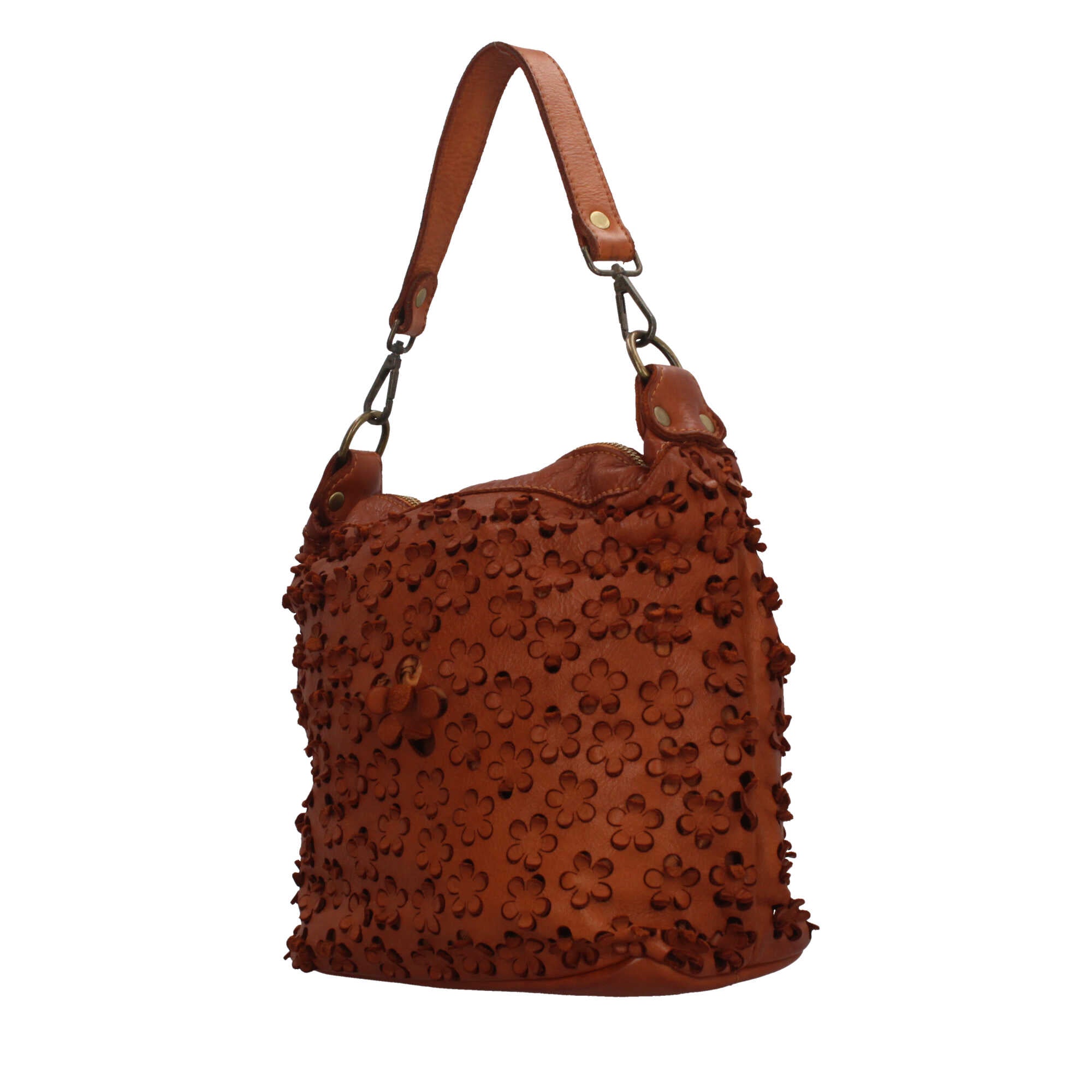 Borsa Made in Italy in vera pelle con lavorazione intrecciata a pannelli