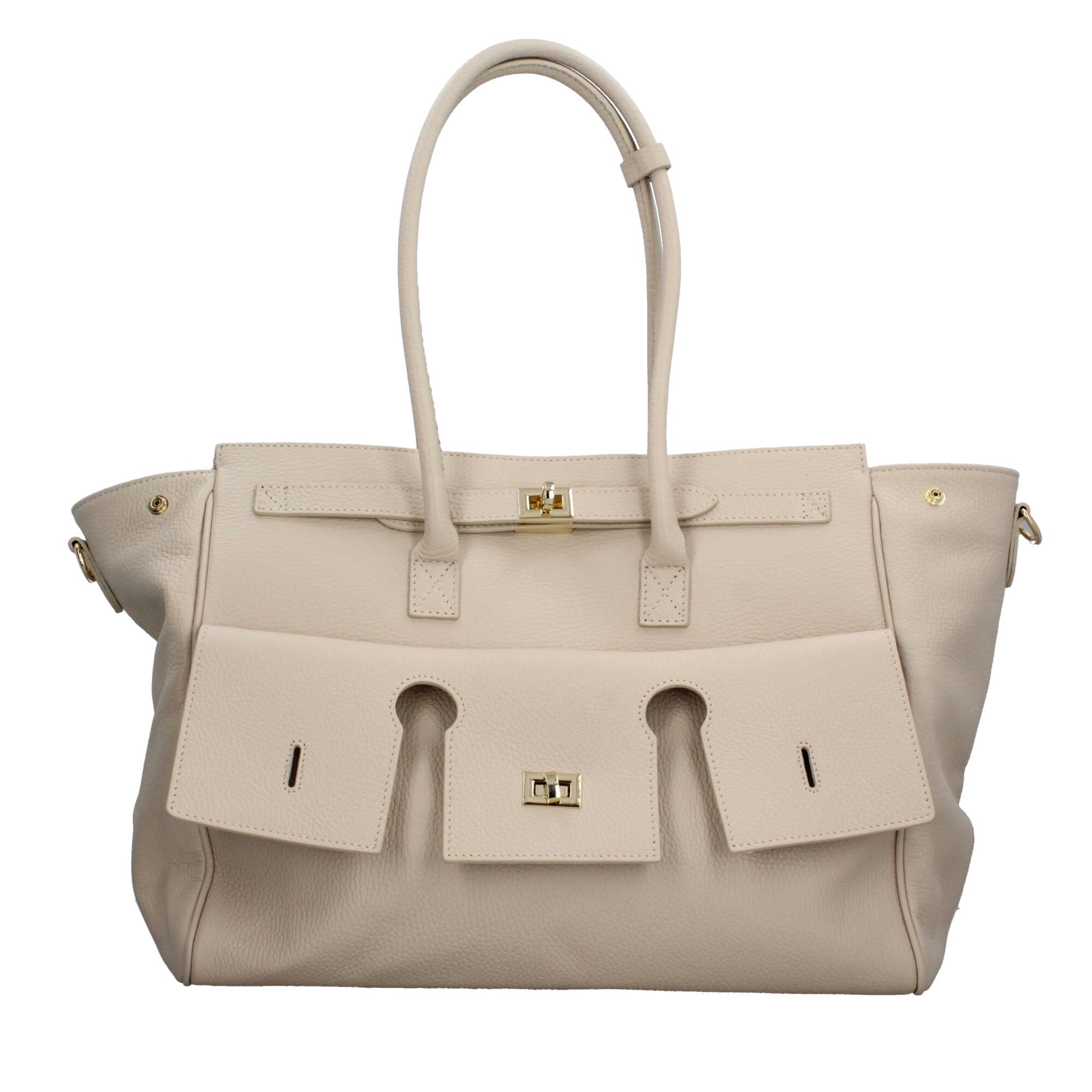 Borsa Made in Italy in vera pelle a spalla con design strutturato