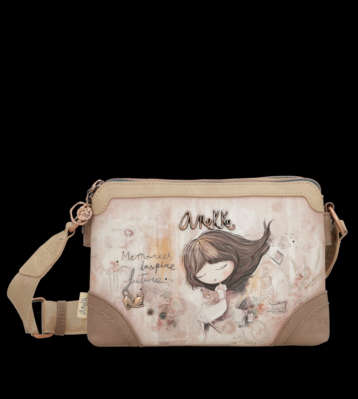 Borsa a tracolla Anekke compatta e raffinata con illustrazione esclusiva