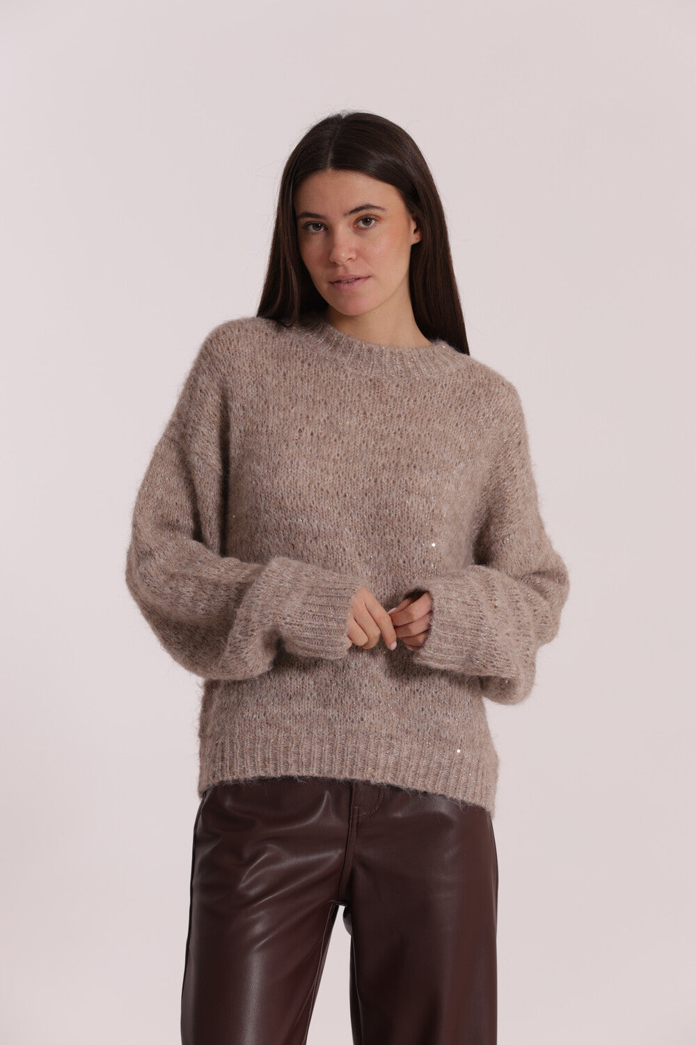 Maglione Mimi Mua donna morbido girocollo Beige M | Giò Fashion