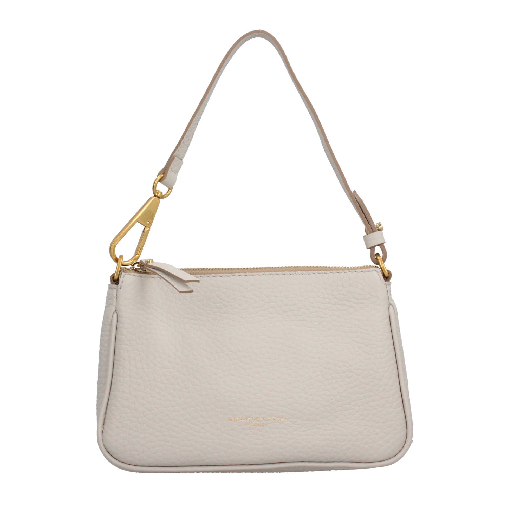 Borsa a spalla Gianni Chiarini in pelle martellata con dettagli dorati Beige TU | Giò Fashion