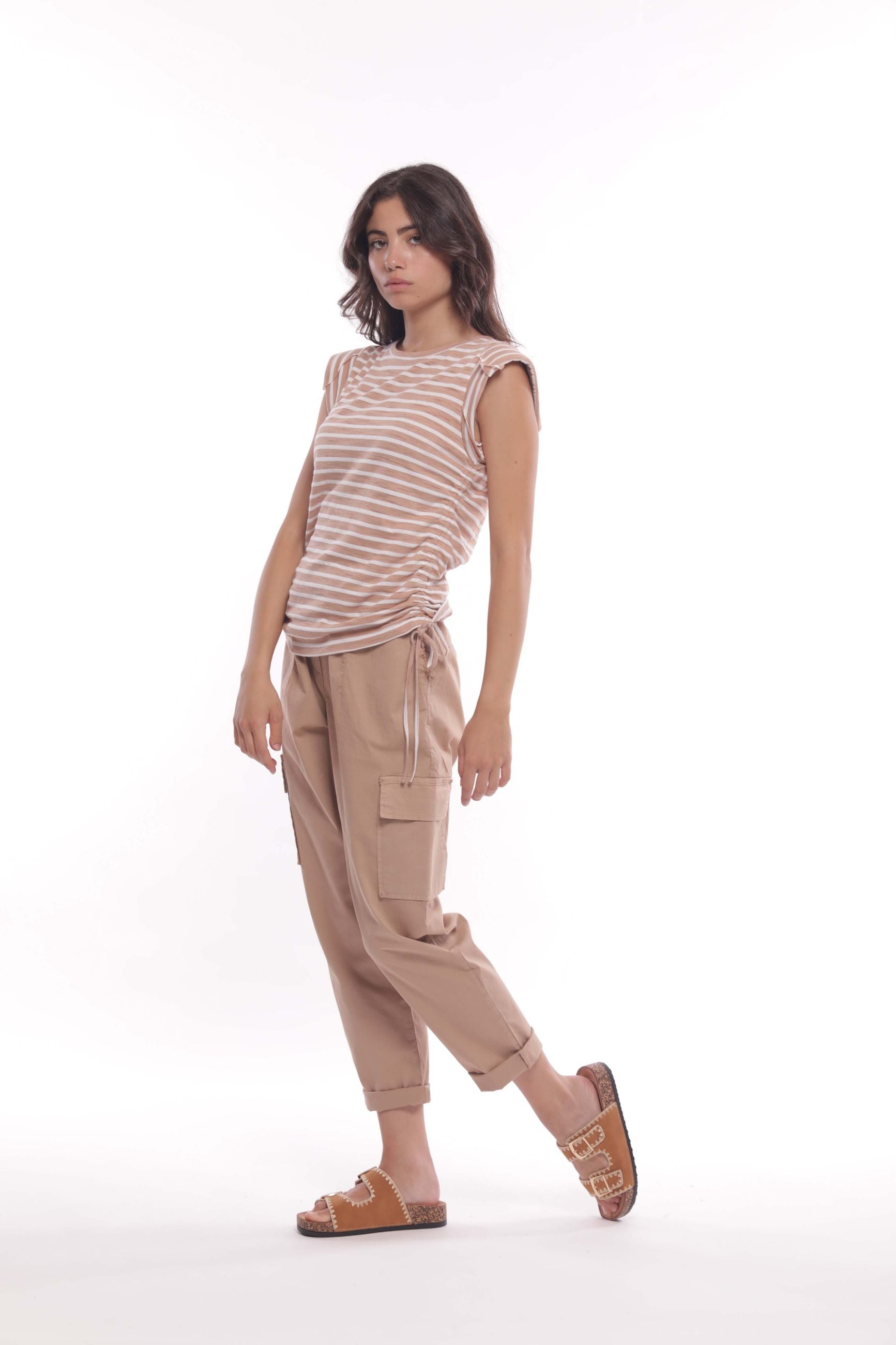 Minimua Pantalone Cargo in Gabardina di Cotone Beige S | Giò Fashion