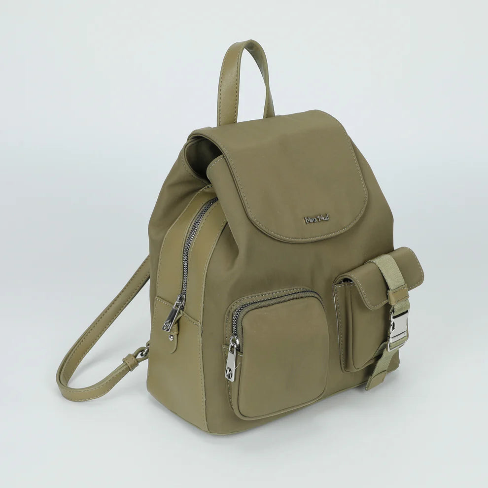 Zaino MIMI MUA con tasche frontali e chiusura a fibbia Verde TU | Giò Fashion