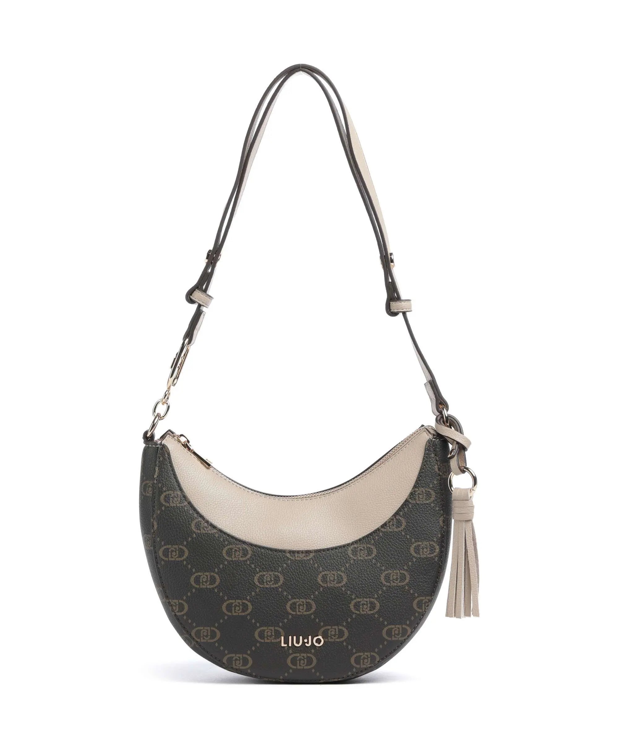 Borsa a spalla Liu Jo hobo con logo all over Beige TU | Giò Fashion