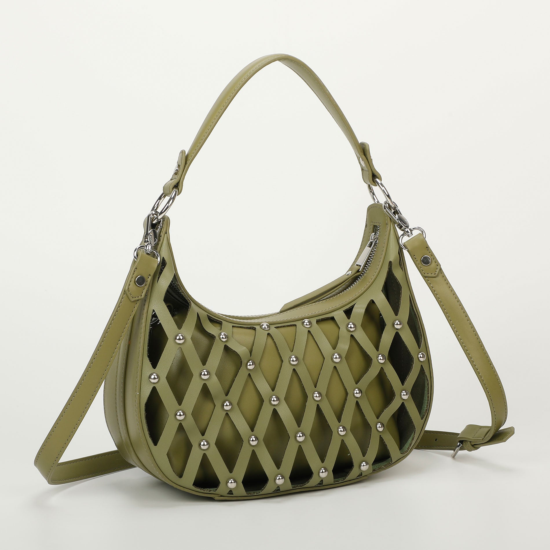 Mimi Mua borsa a spalla effetto rete con borchie