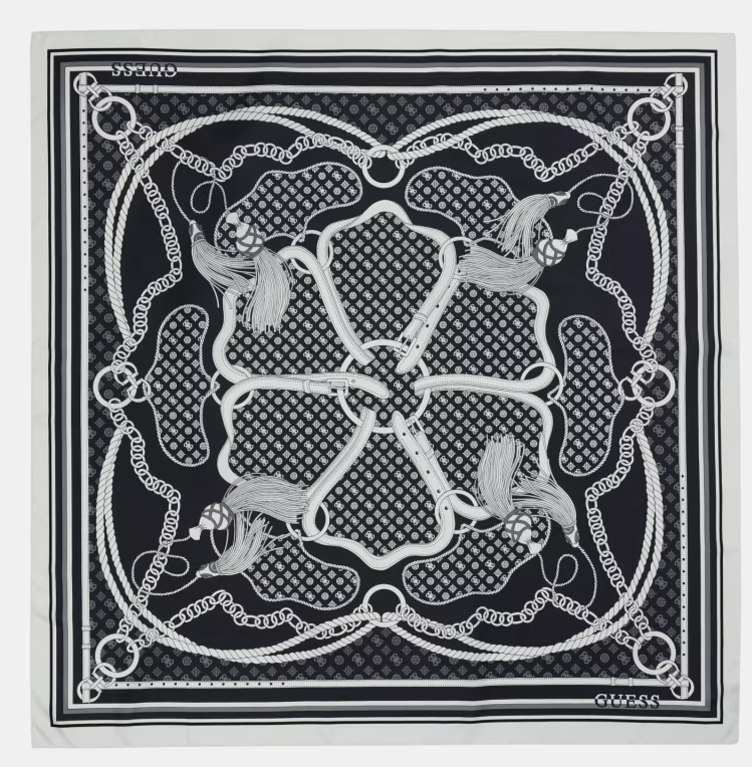 Foulard Guess Phoebe 4G con stampa catene e logo NERO TU | Giò Fashion