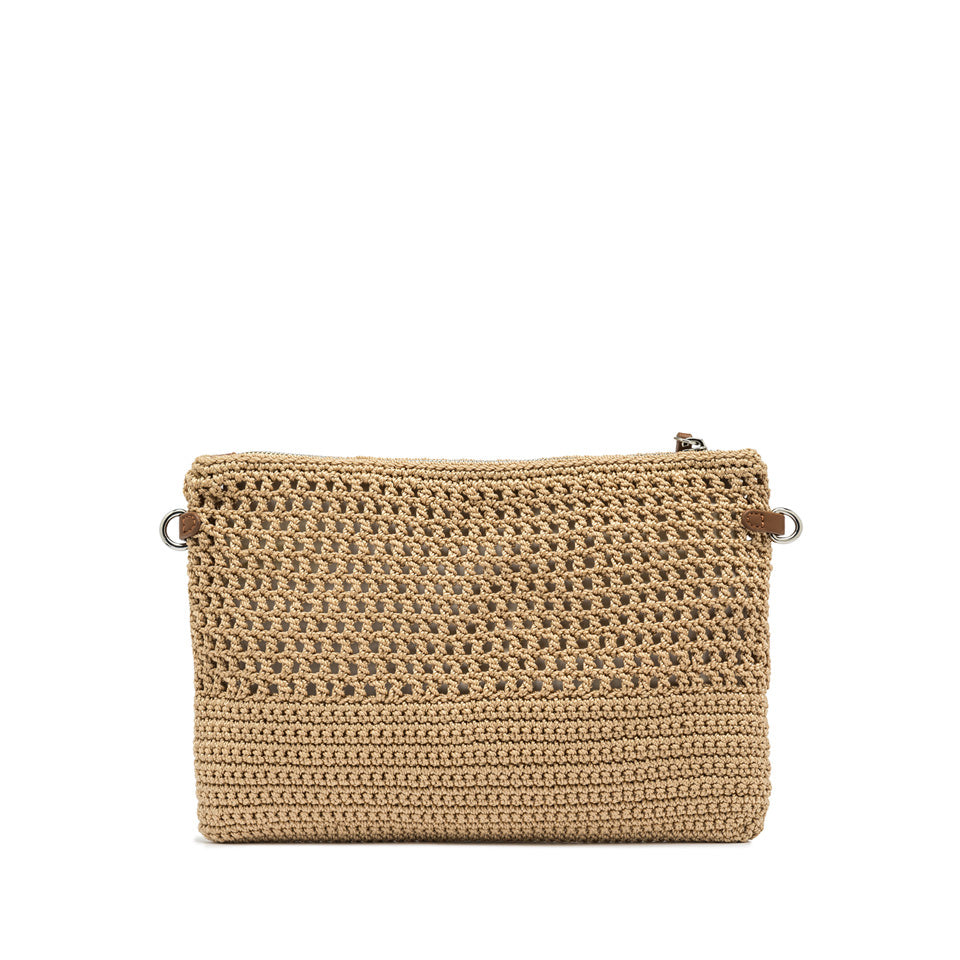 Pochette Gianni Chiarini in tessuto uncinetto con tracolla removibile