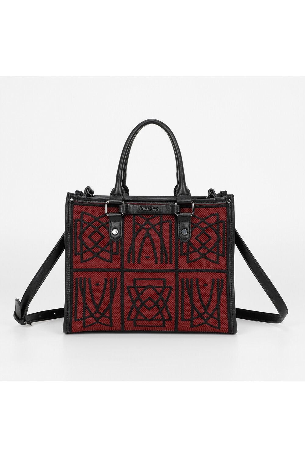 Mimi Mua borsa shopping con fantasia geometrica BORDEAUX TU | Giò Fashion