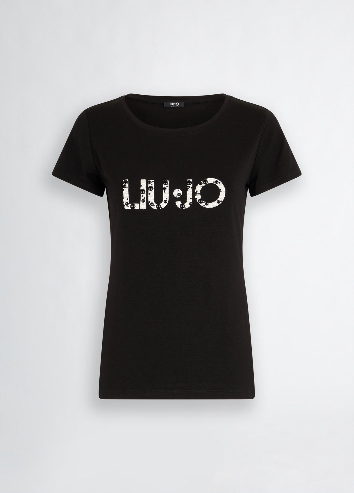 Liu Jo T-shirt in Viscosa con Logo e Perle
