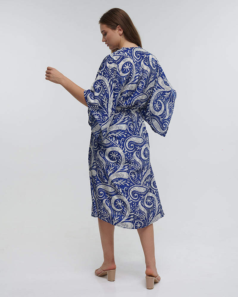 Ble Resort Collection Kimono Lungo con Stampa e Cintura