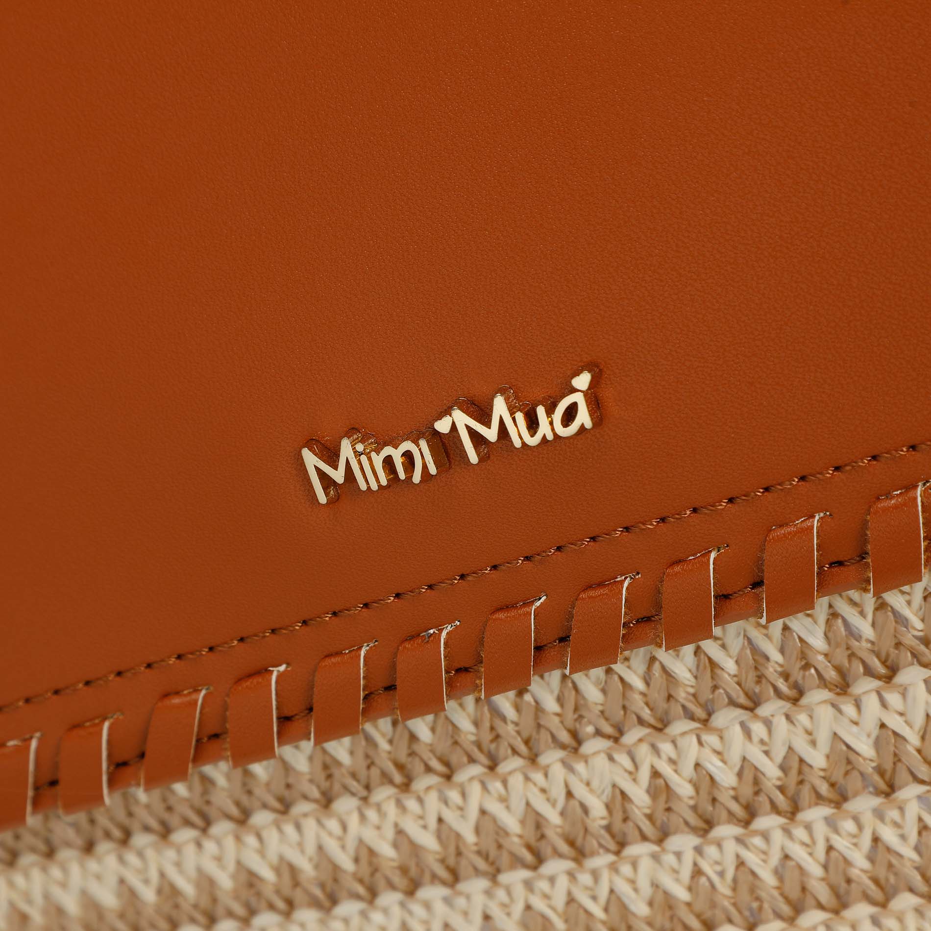 Mimi Mua zaino in paglia con manico bamboo