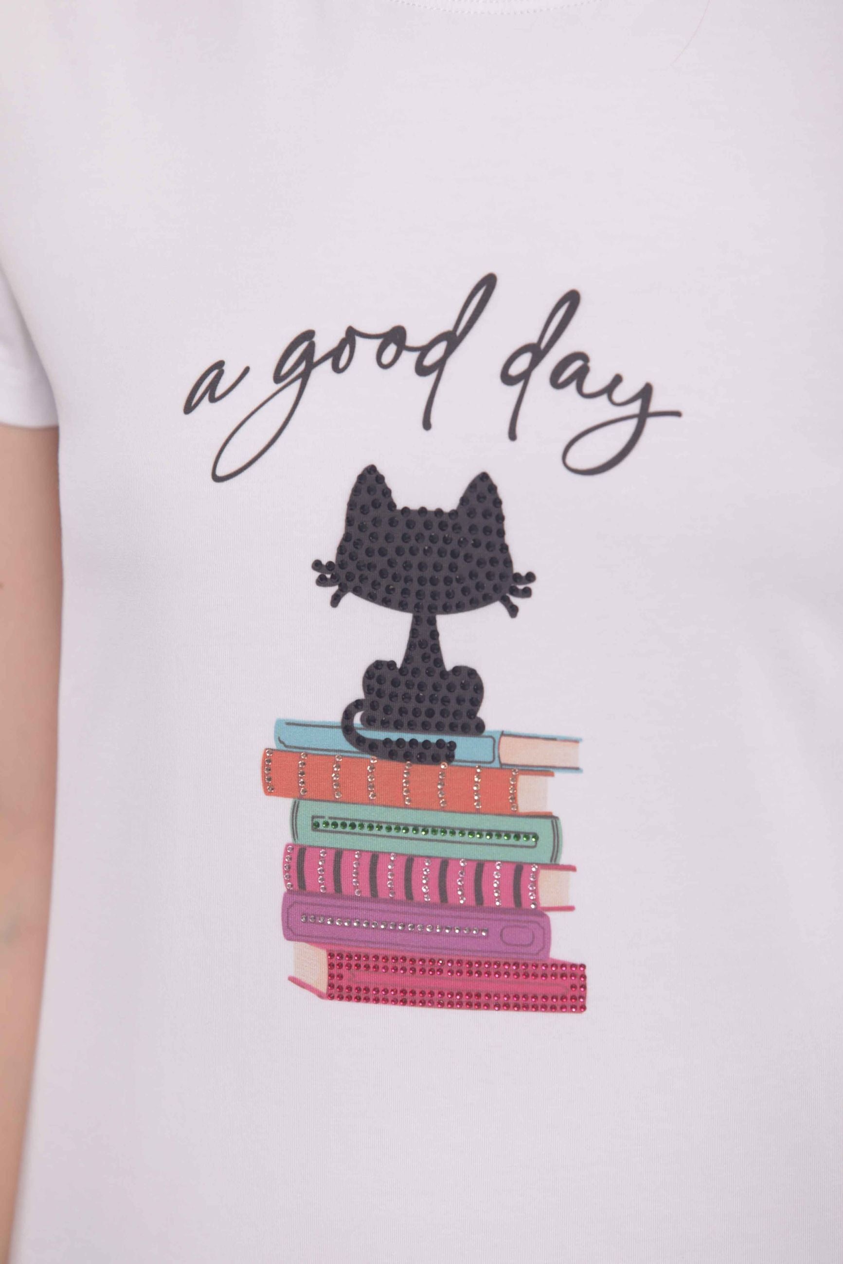 Minimua T-shirt A Good Day con Stampa e Strass