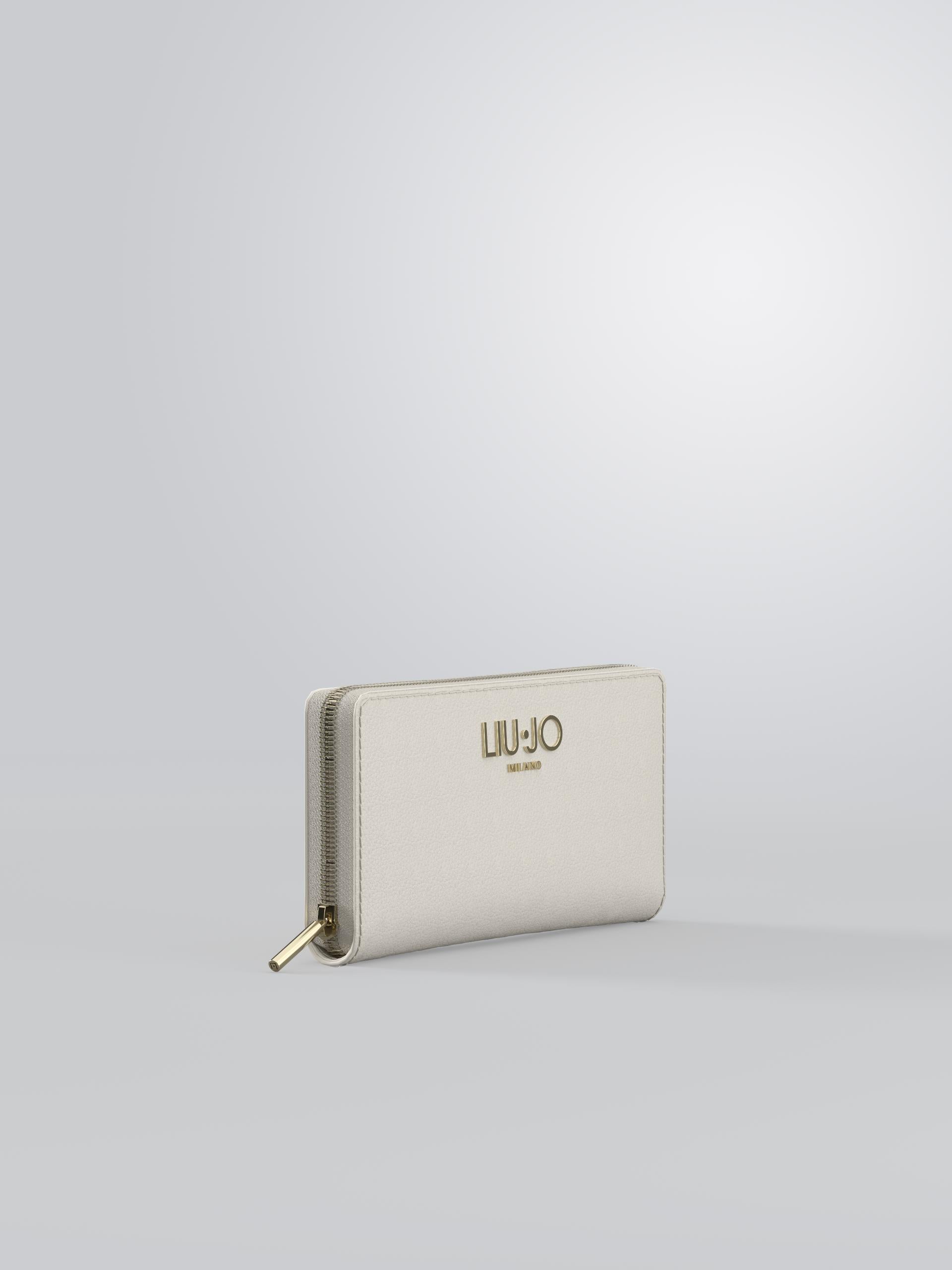 Portafoglio Liu Jo zip around grande elegante donna con logo frontale Beige TU | Giò Fashion