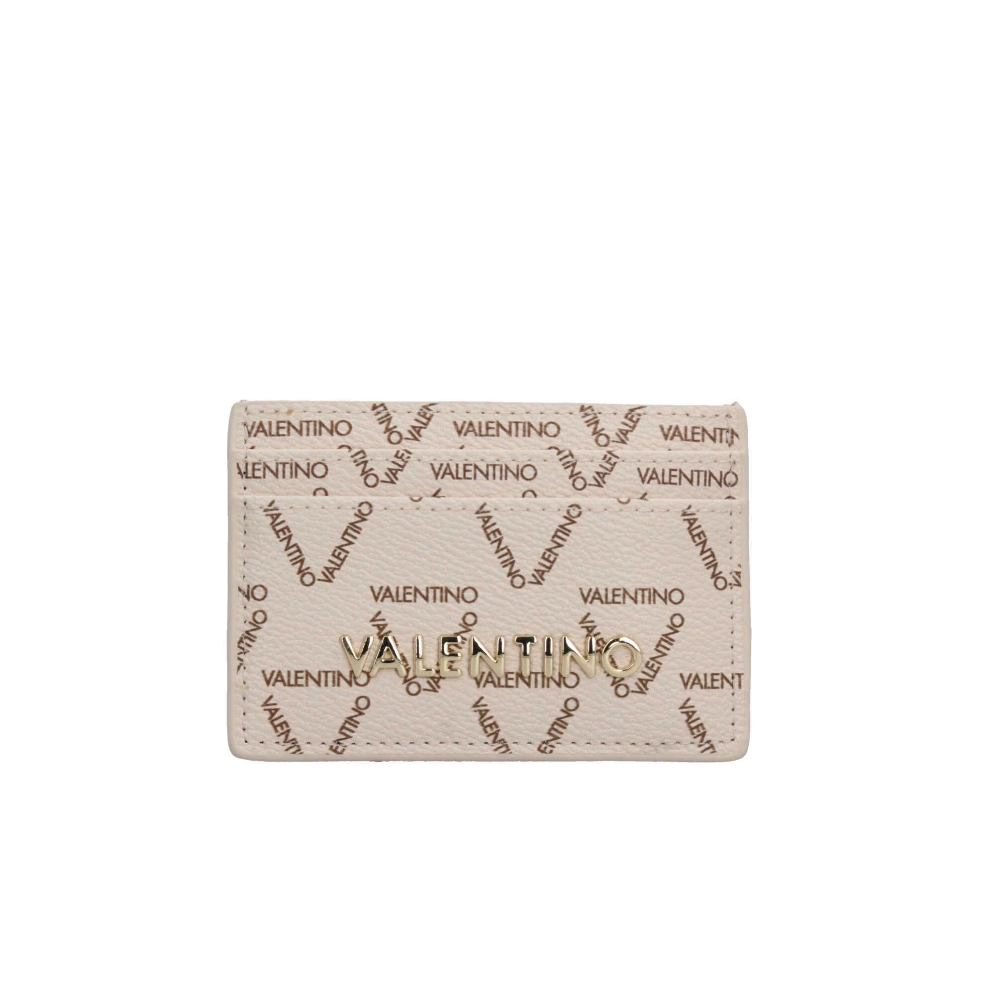 Valentino Porta Carte Lady Re compatto con logo frontale BIANCO/CUOIO TU | Giò Fashion
