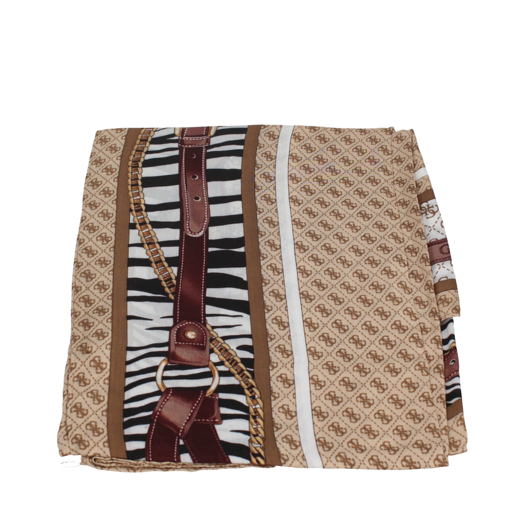 Foulard Guess in viscosa con stampa animalier e dettagli 4G