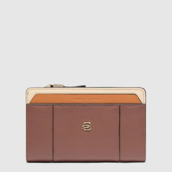 Portafoglio compatto Piquadro in pelle con scomparti organizzati