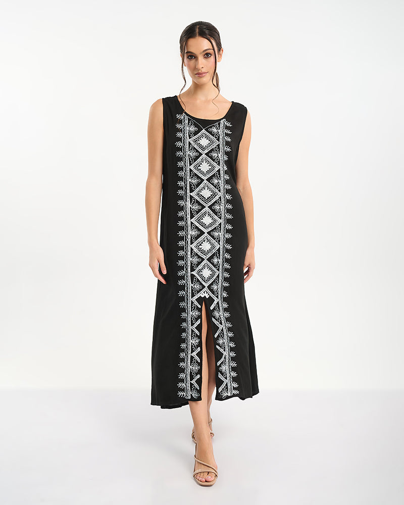 Ble Resort Collection Abito Lungo Senza Maniche con Ricamo