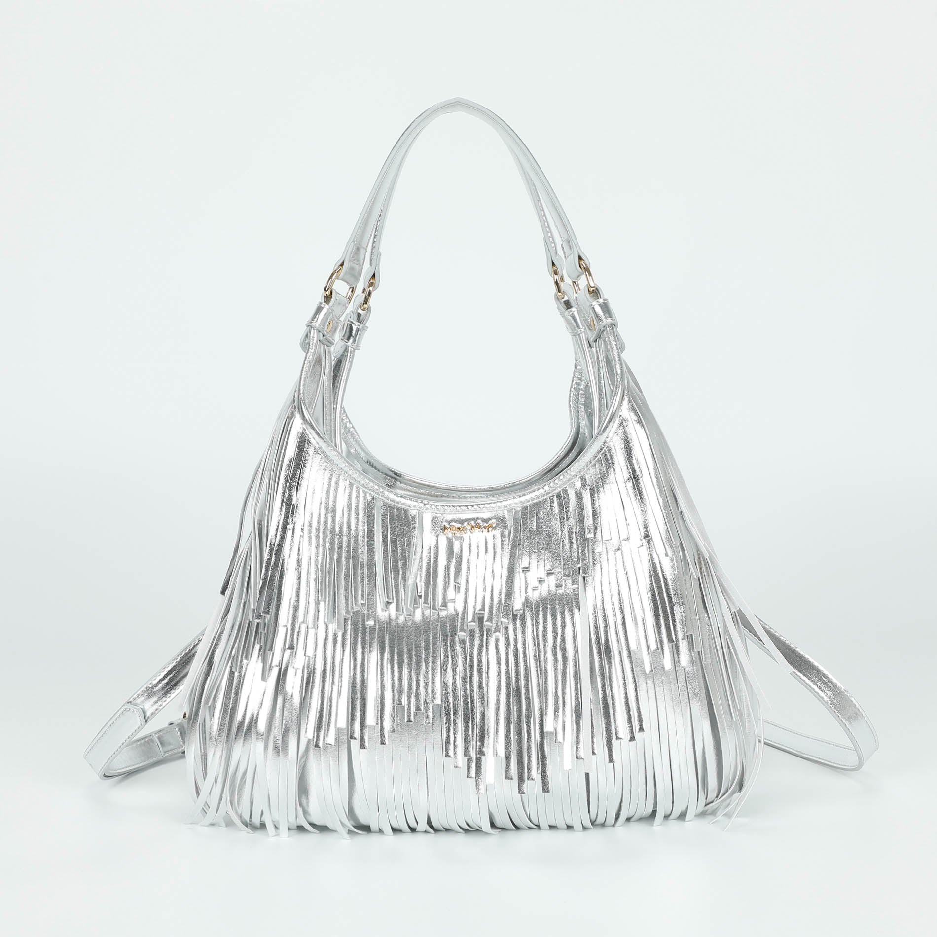 Mimi Mua borsa a sacca con frange e tracolla regolabile Argento Taglia Unica | Giò Fashion