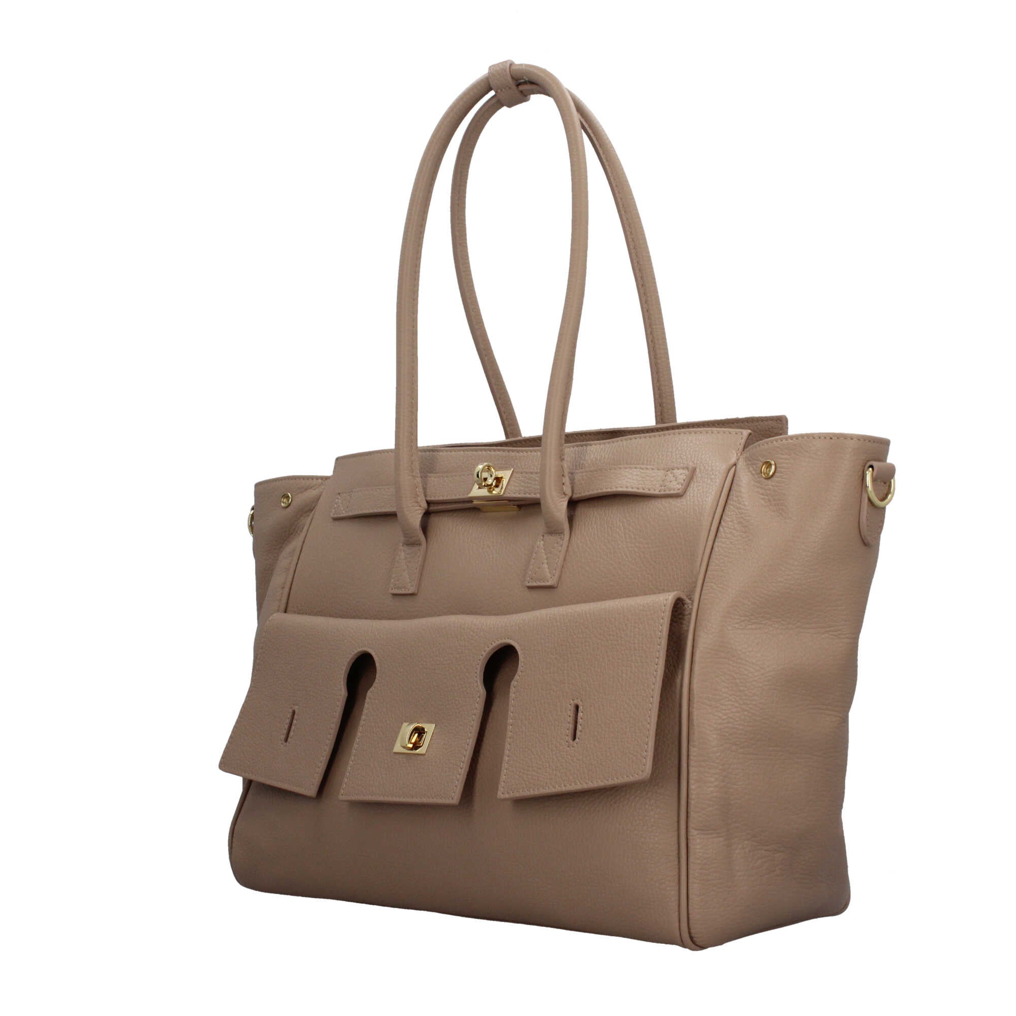 Borsa Made in Italy in vera pelle a spalla con design strutturato