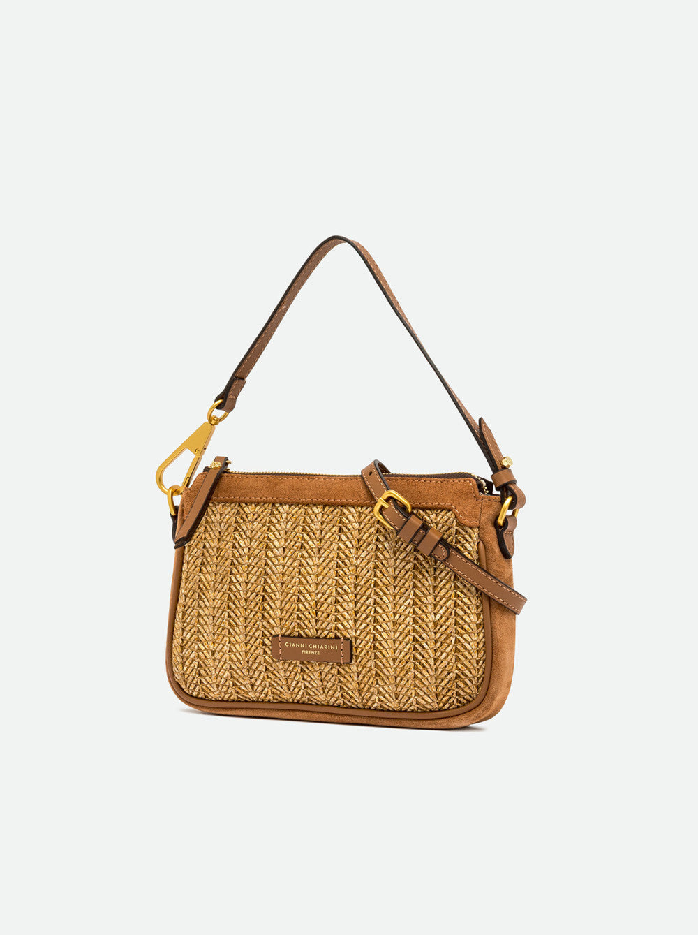 Borsa a spalla Gianni Chiarini compatta con lavorazione intrecciata e doppia portabilità