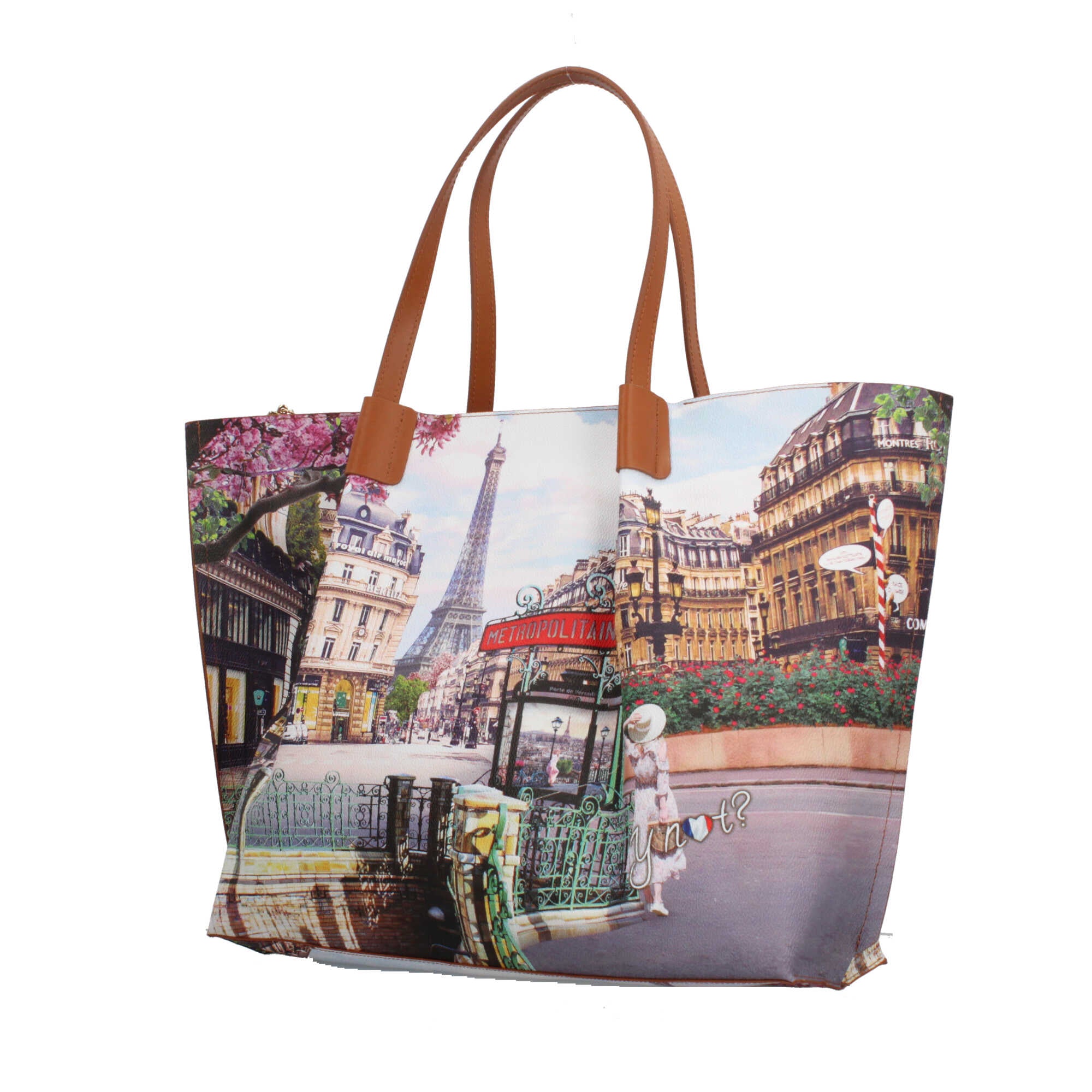 Shopping bag YNot capiente con stampa artistica e doppio manico