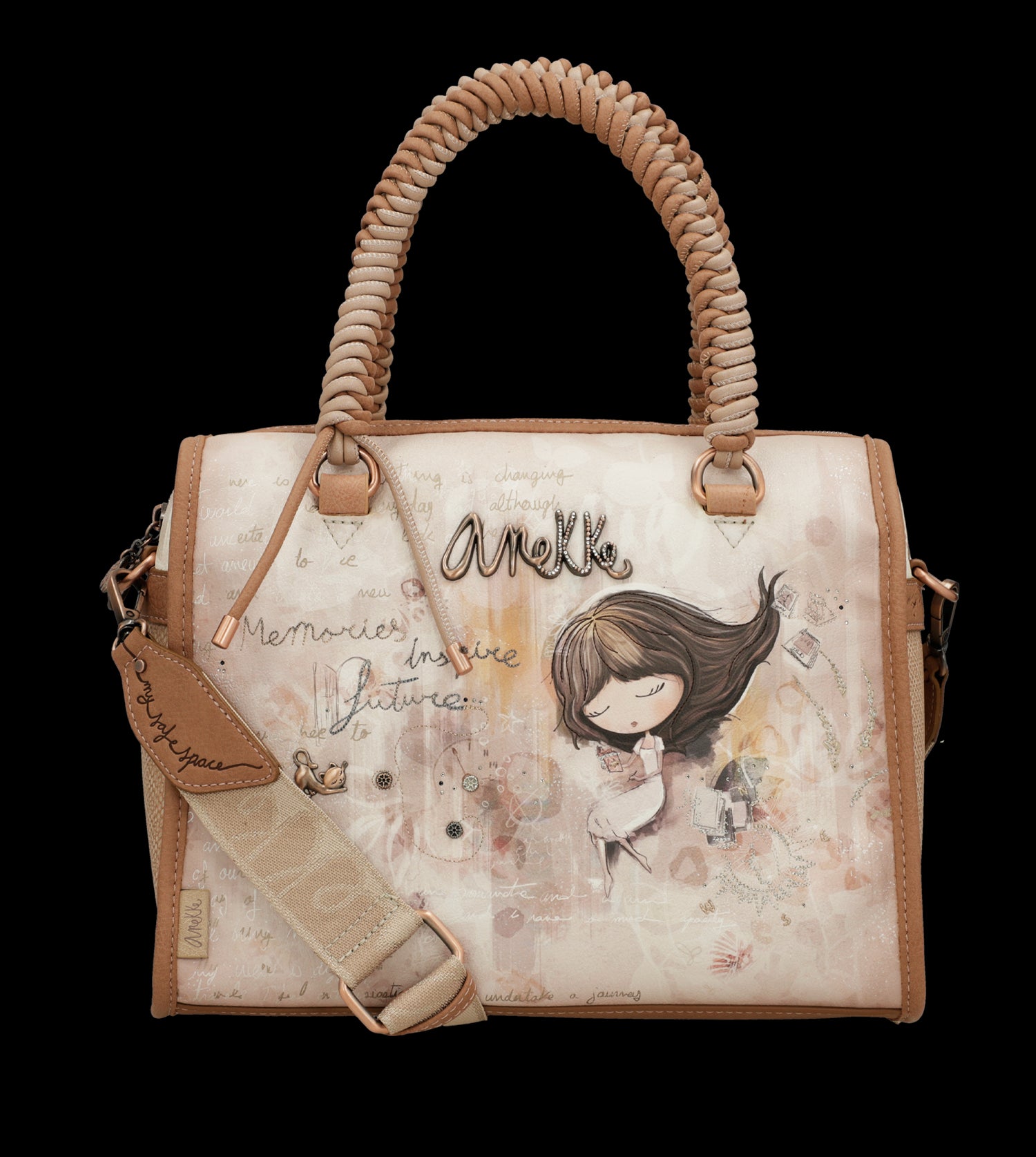 Borsa Anekke con manici intrecciati e design romantico