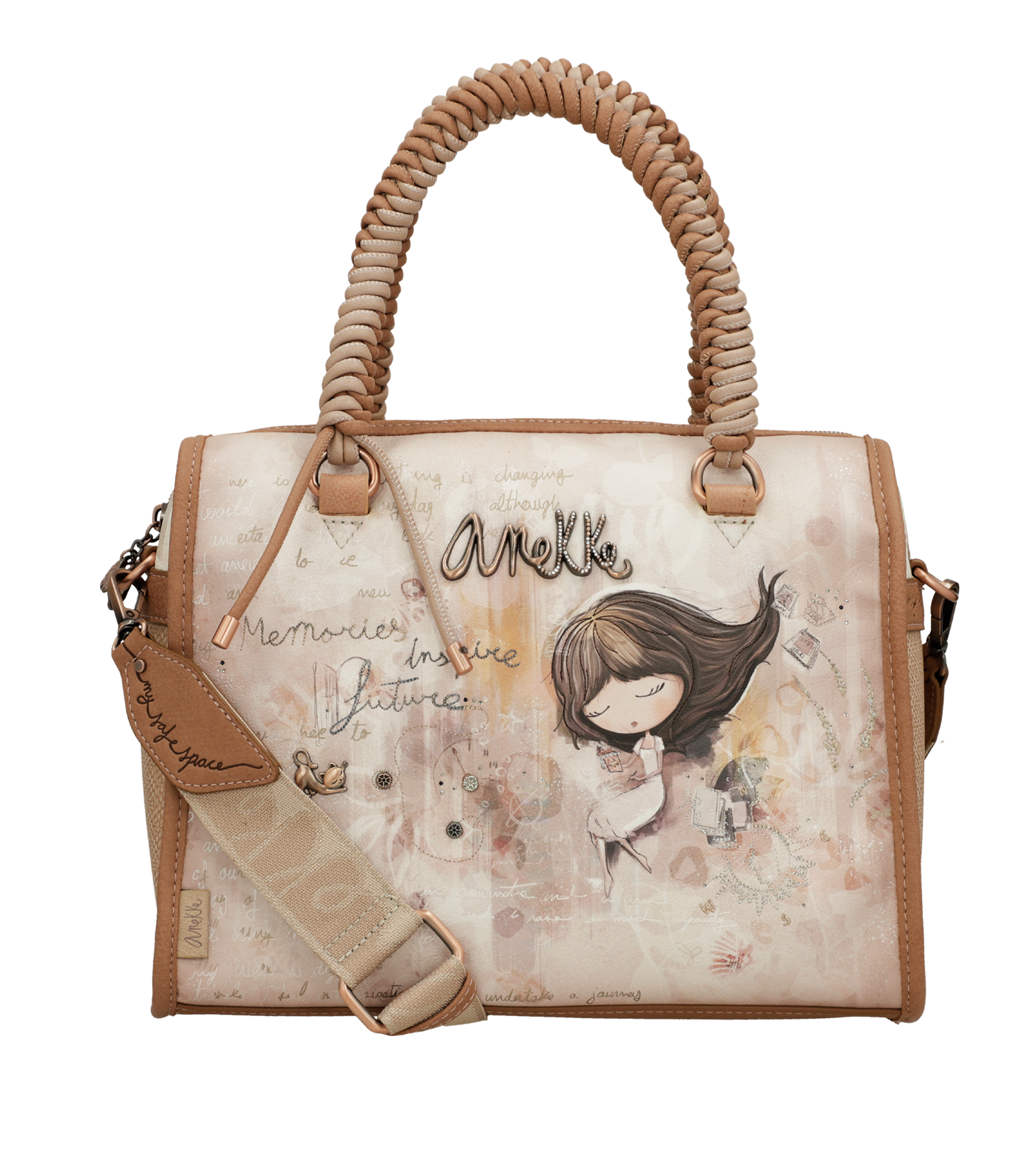 Borsa Anekke con manici intrecciati e design romantico Beige TU | Giò Fashion