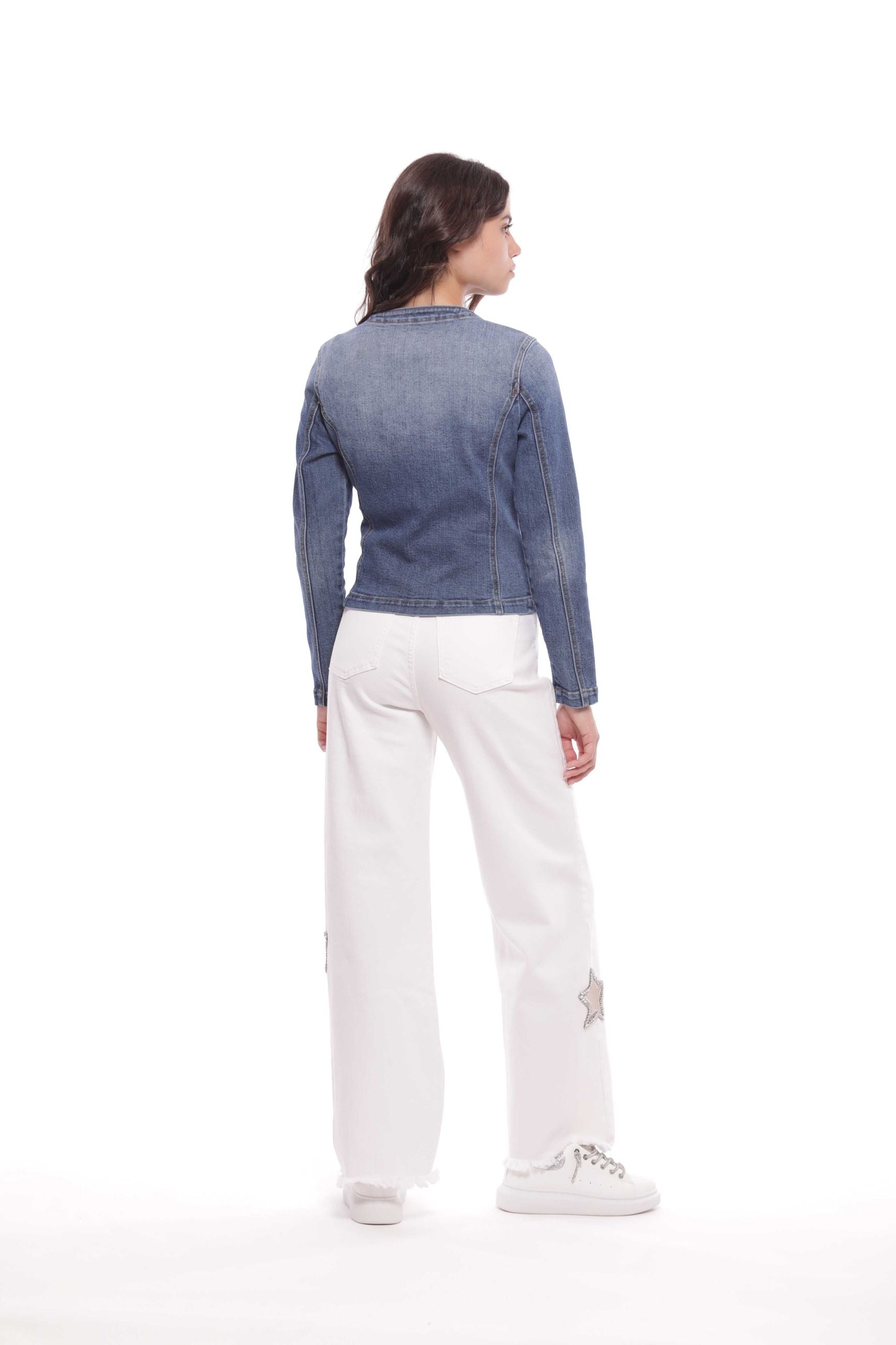 Mimi Mua Giubbotto di Jeans con Zip