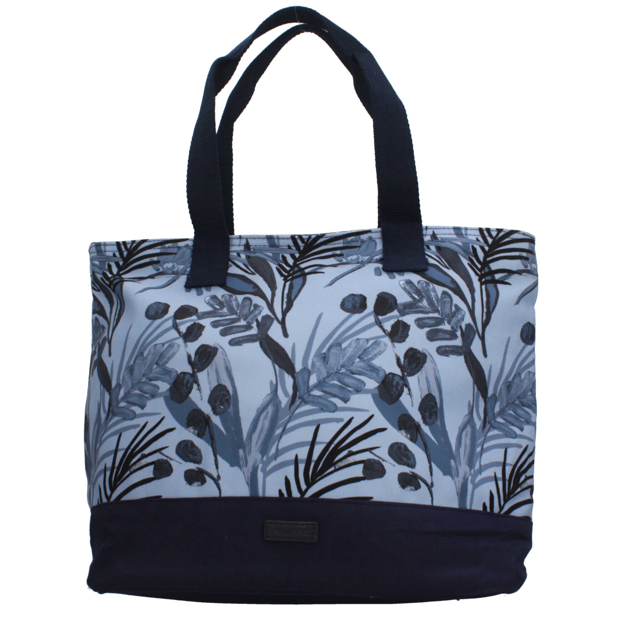 Borsa mare Kuve con fantasia tropicale e base rinforzata