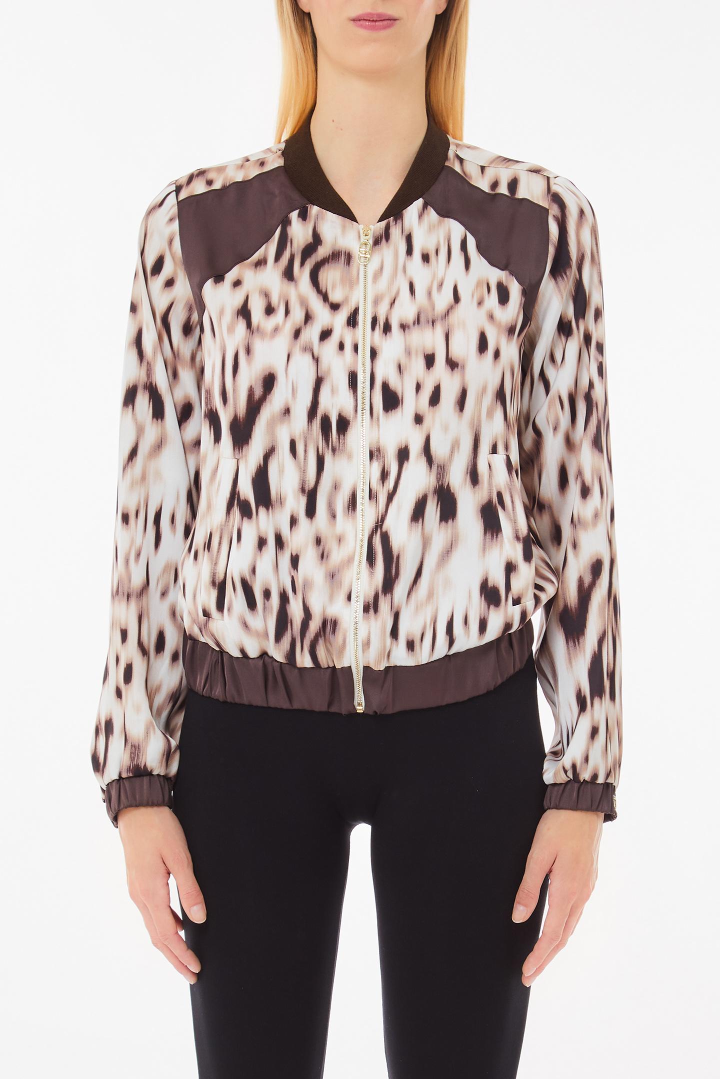 Giacca bomber Liu Jo in tessuto leggero con zip frontale Marrone S | Giò Fashion