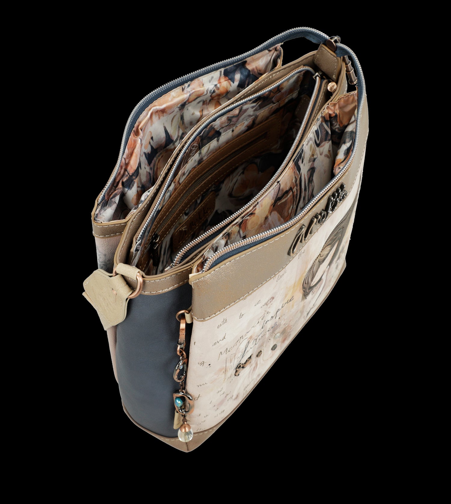 Borsa a tracolla Anekke elegante e pratica con dettagli artistici