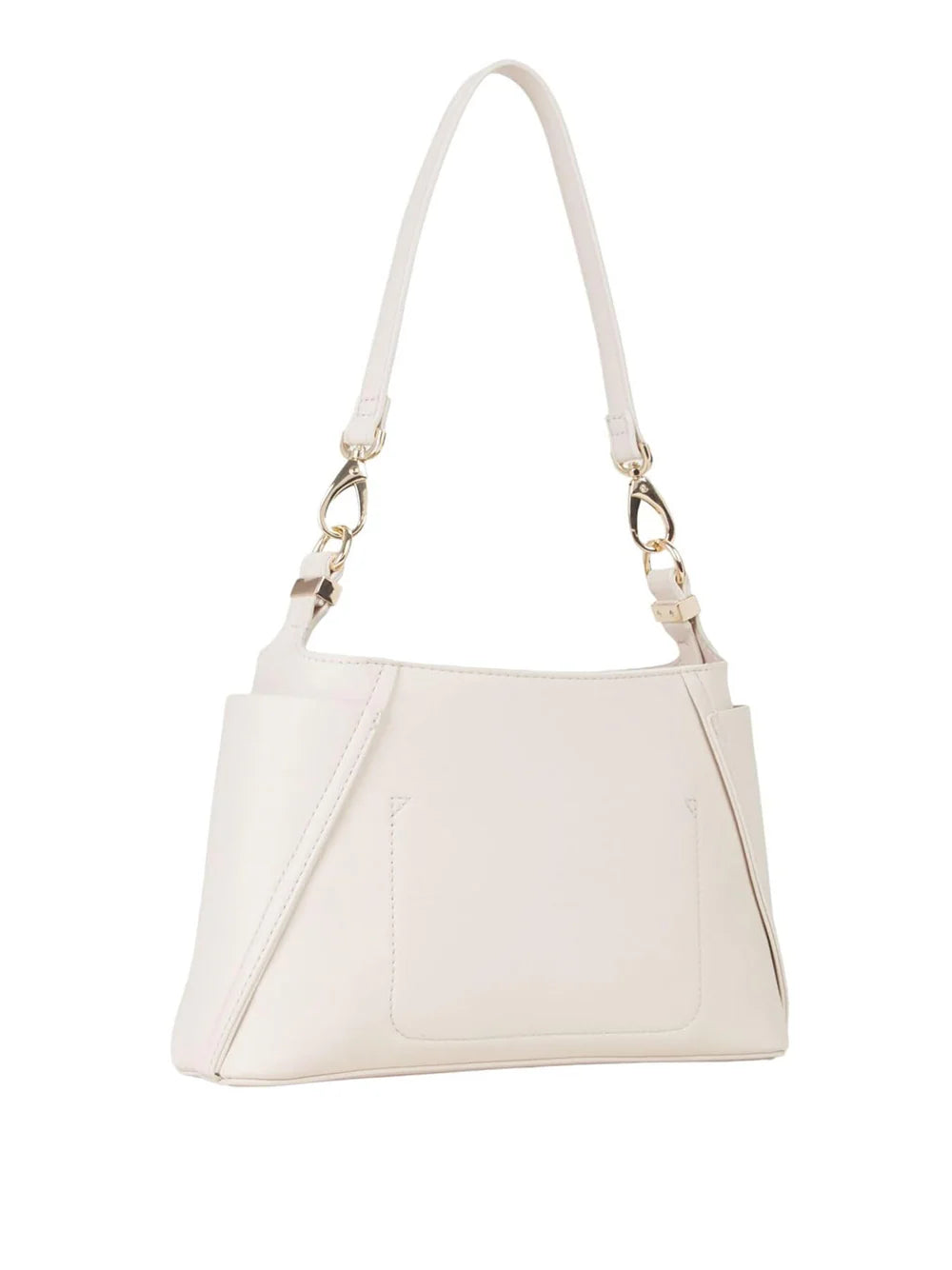 Borsa a spalla Valentino con doppio manico e logo in metallo Beige TU | Giò Fashion
