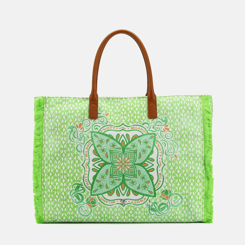 YNot Shopper Milano con stampa mandala e frange laterali