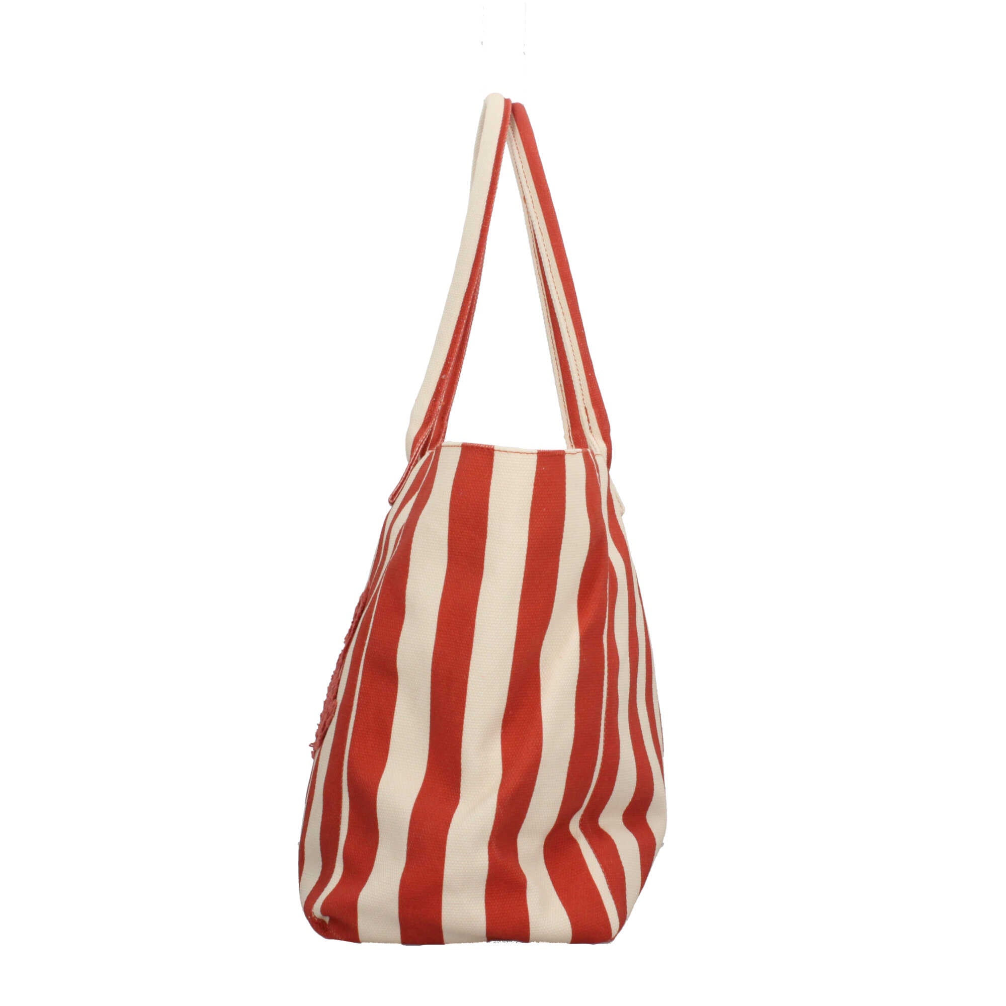 Borsa shopper Liu Jo a righe in tessuto con logo ricamato