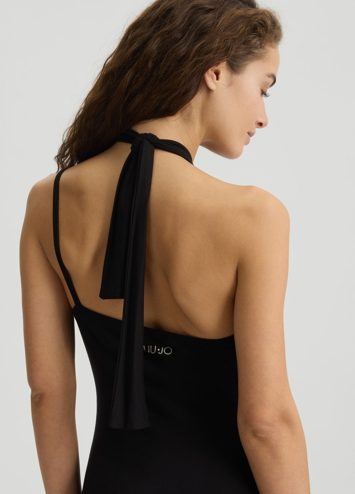 Liu Jo Abito Midi in Jersey con Drappeggio Nero S | Giò Fashion