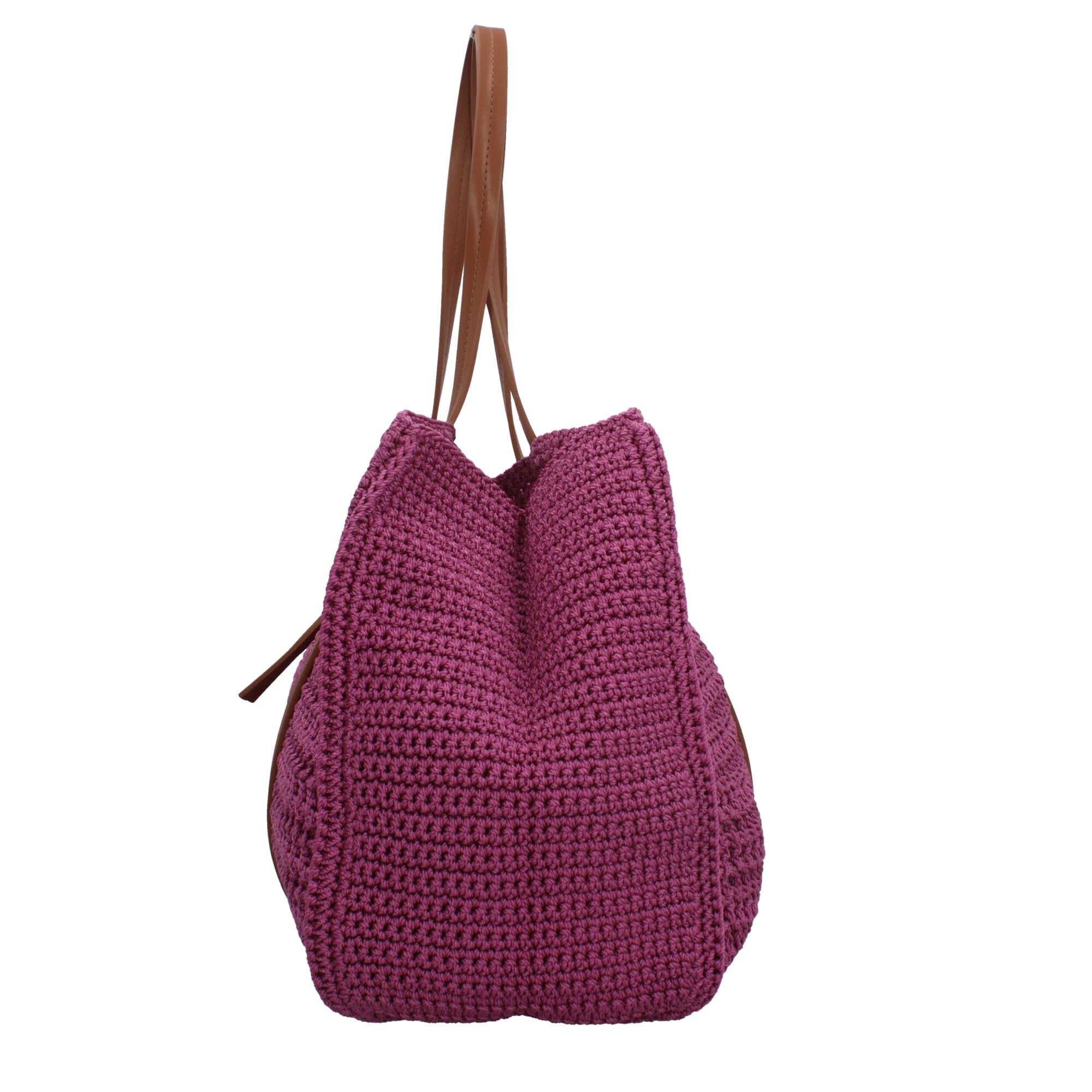 Shopping bag Gianni Chiarini in tessuto uncinetto con dettagli in pelle