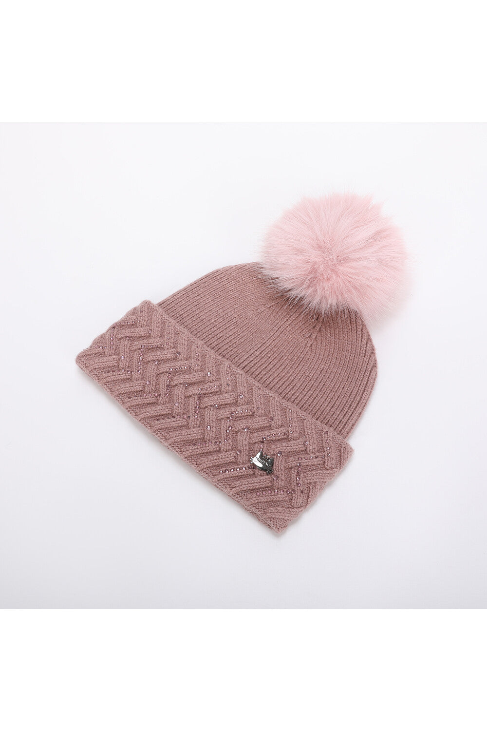 Cappello donna Mimi Mua con pon pon e lavorazione a trecce