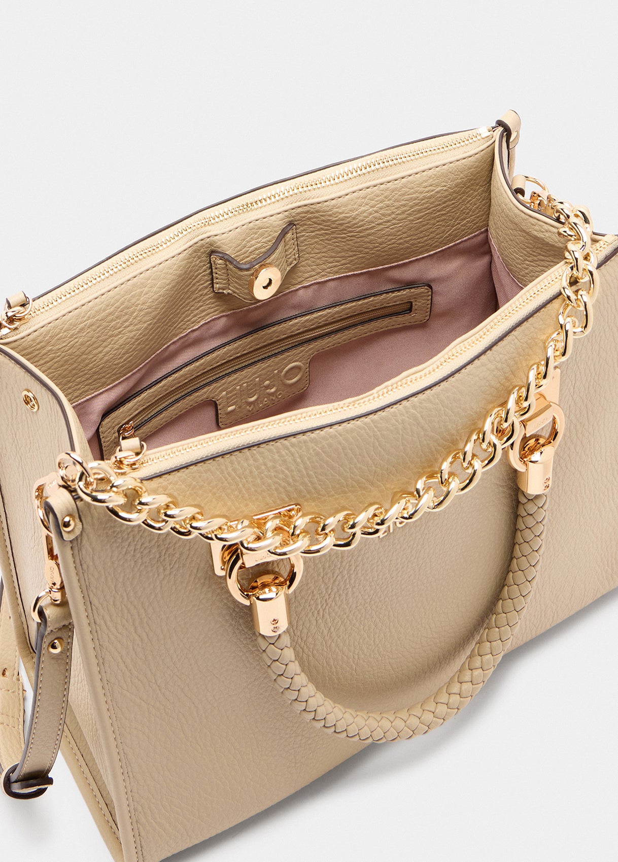 Borsa satchel media Liu Jo Better con manici intrecciati Oro TU | Giò Fashion
