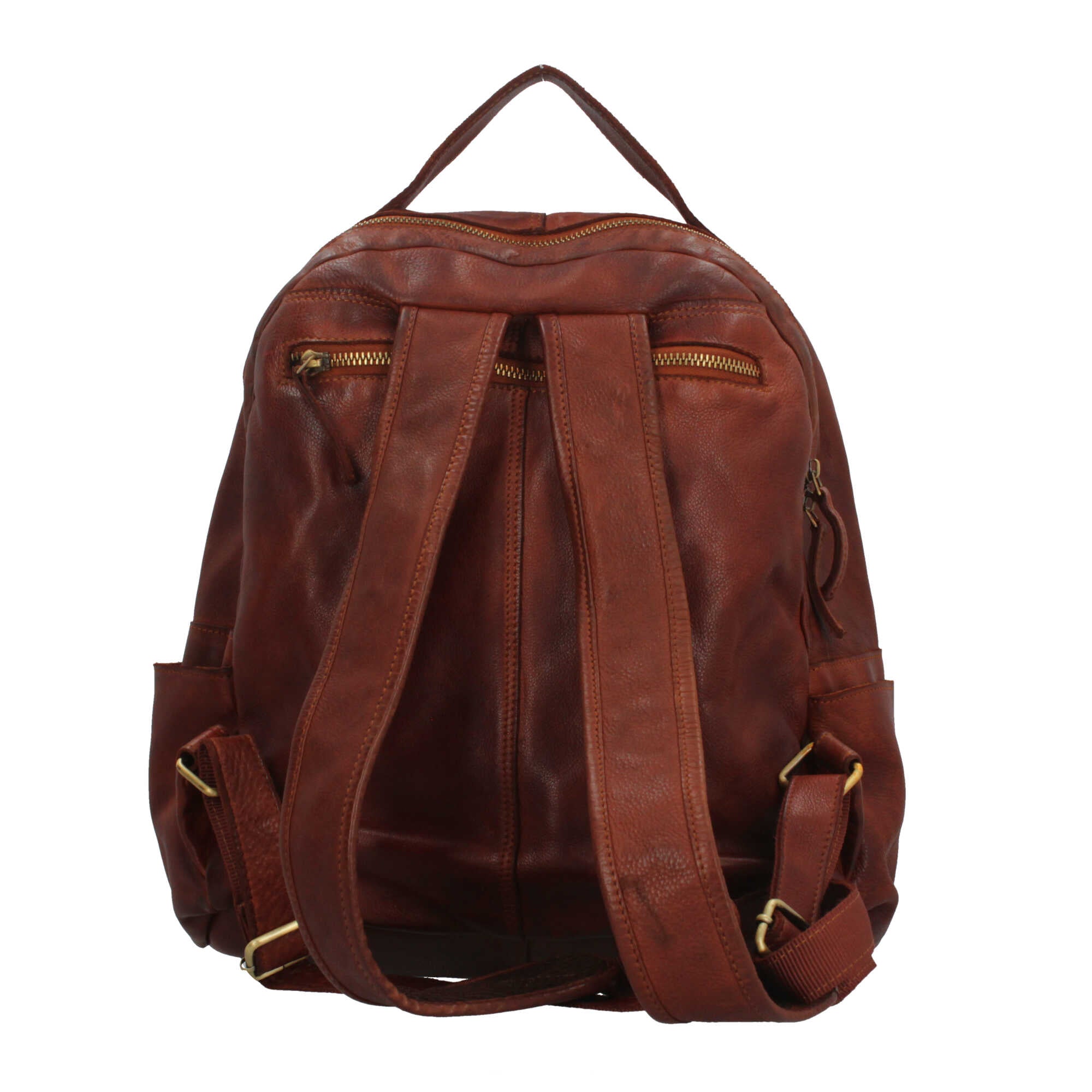 Zaino Made in Italy in vera pelle con tasca frontale e zip dorata