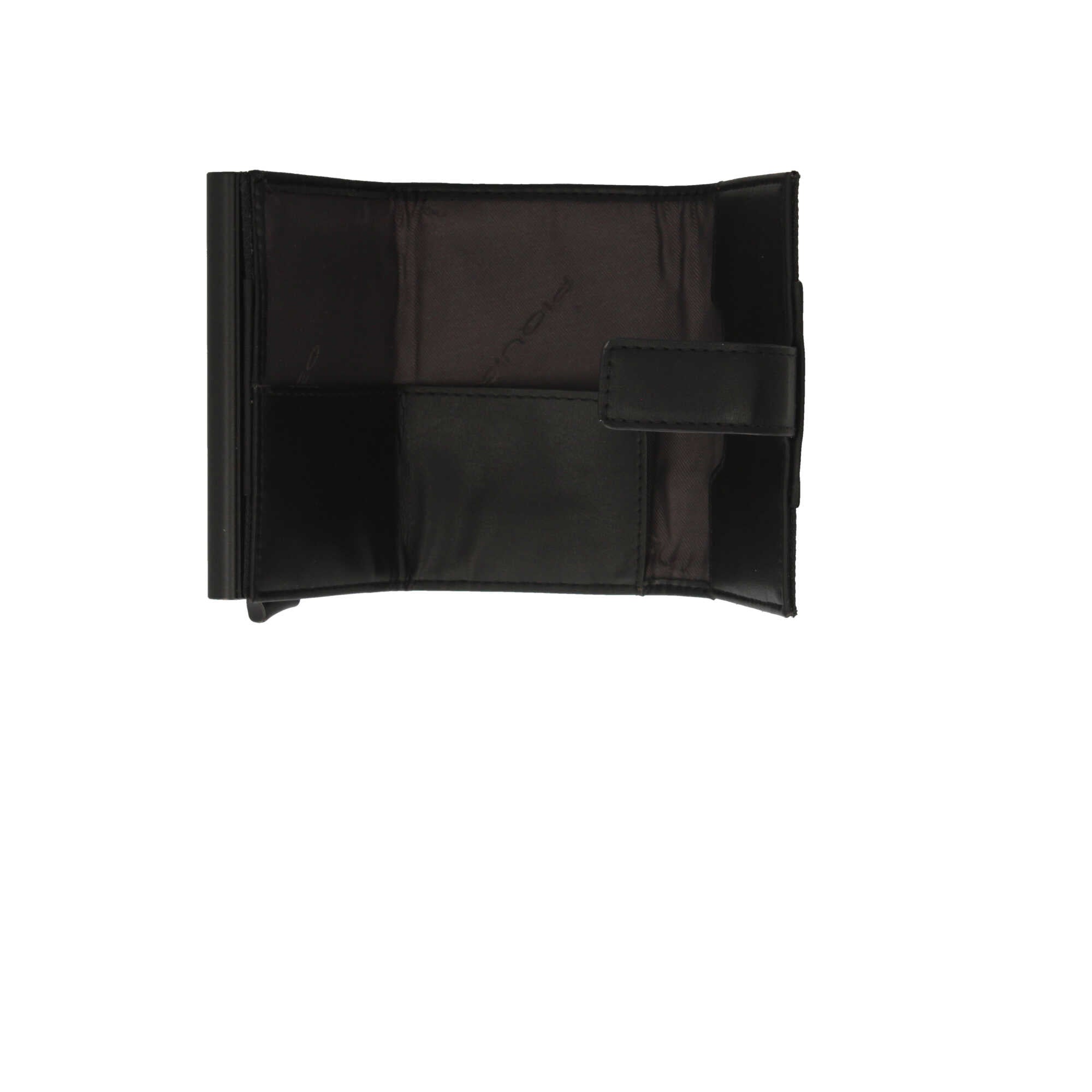 Portafoglio compatto Piquadro in pelle con chiusura a bottone e protezione RFID