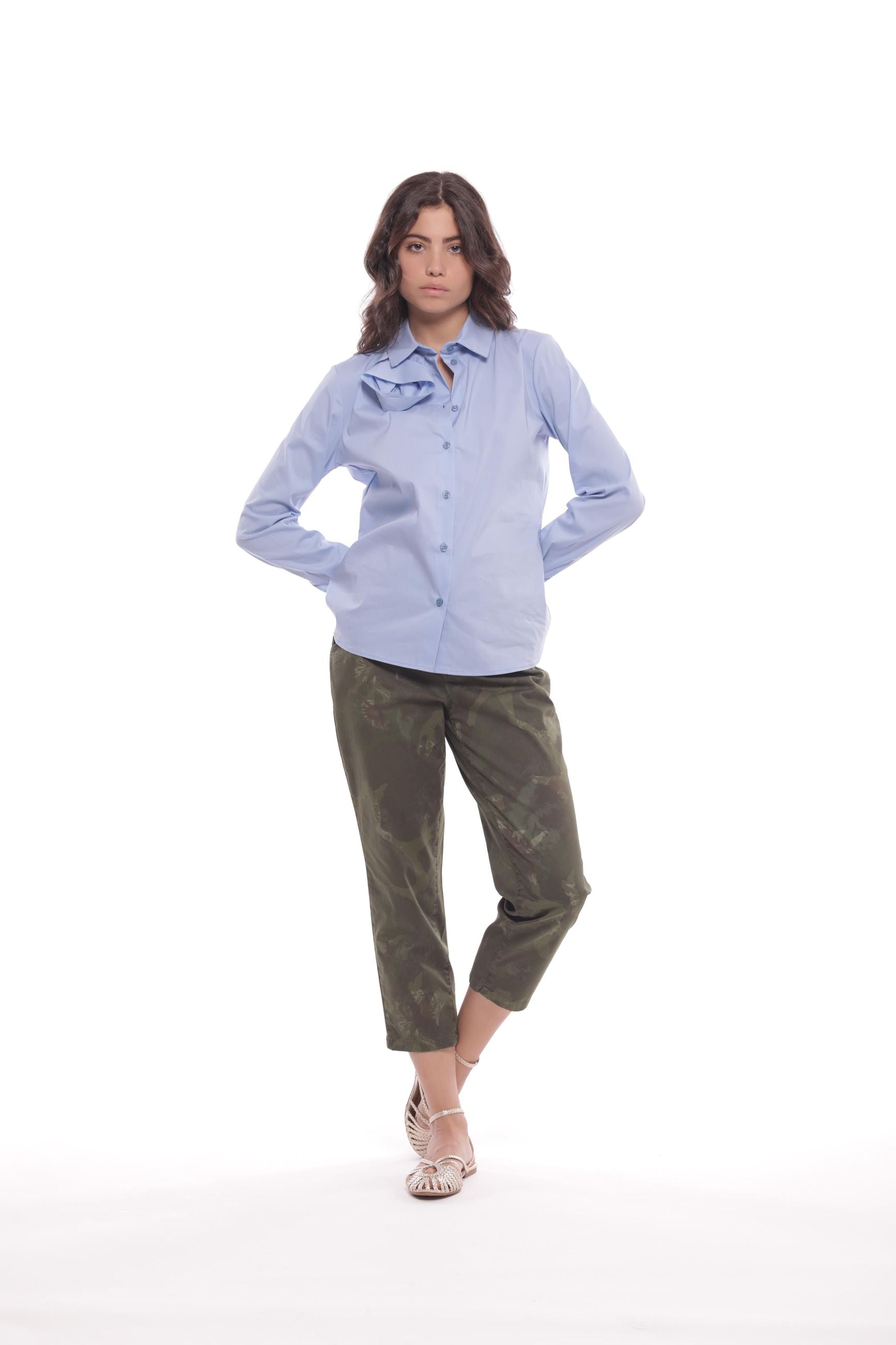 Minimua Pantalone con Fantasia Camouflage in Cotone