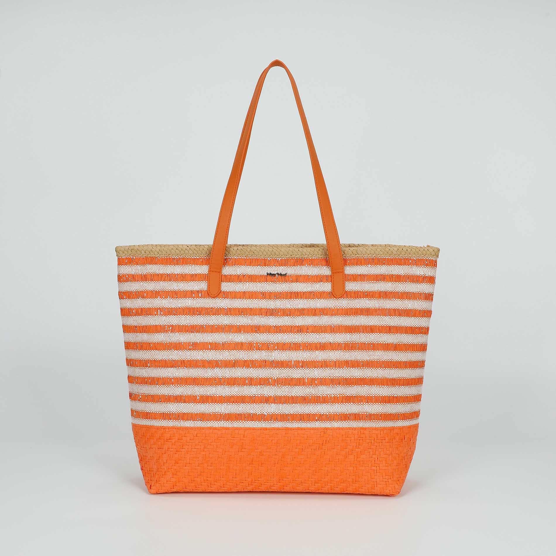 Borsa Mimi Mua in paglia intrecciata con manici lunghi