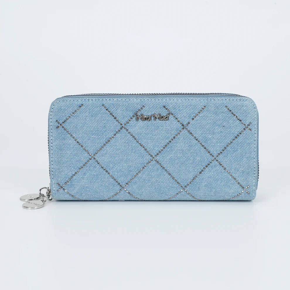 Portafoglio MIMI MUA in denim trapuntato con zip Blu TU | Giò Fashion