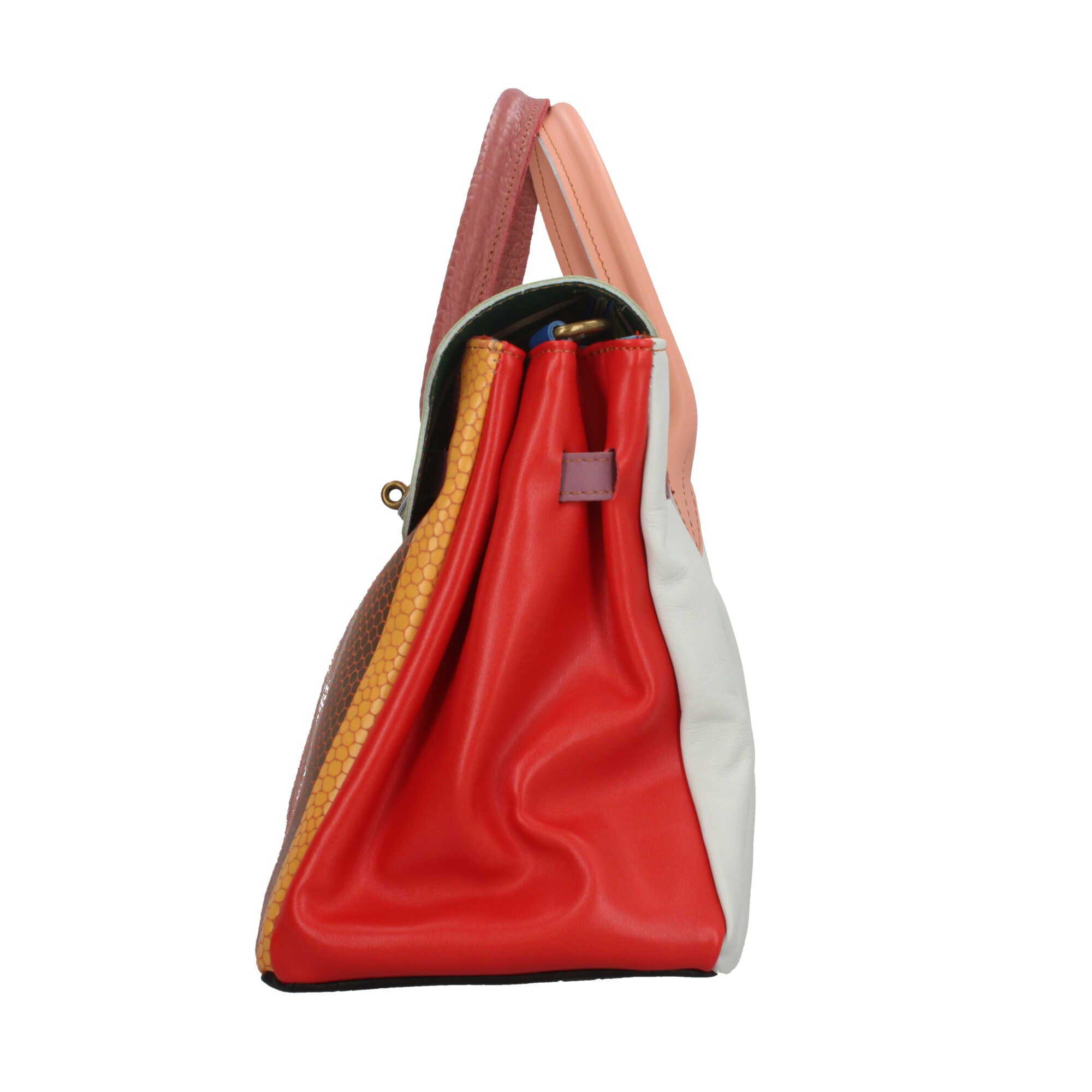 Borsa a mano elegante con design multicolore e chiusura twist